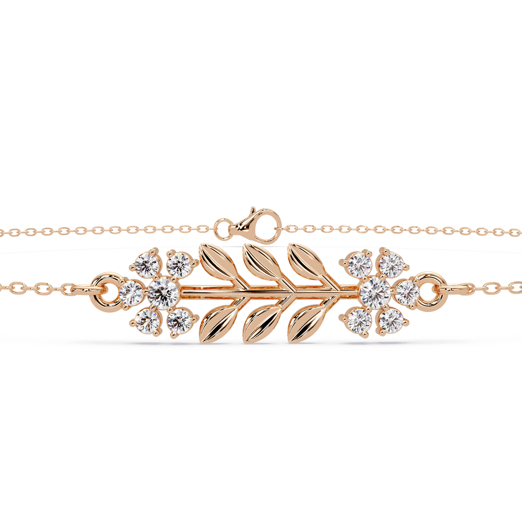 Nature Inspired Leaf & Floral Diamond Bracelet