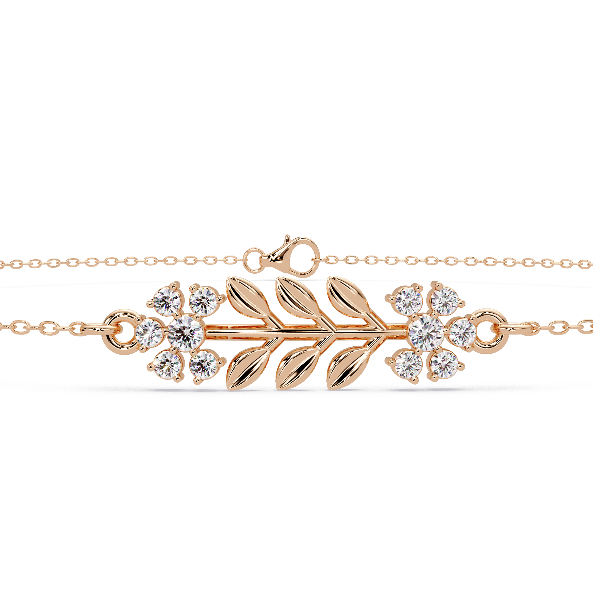 Nature Inspired Leaf & Floral Diamond Bracelet