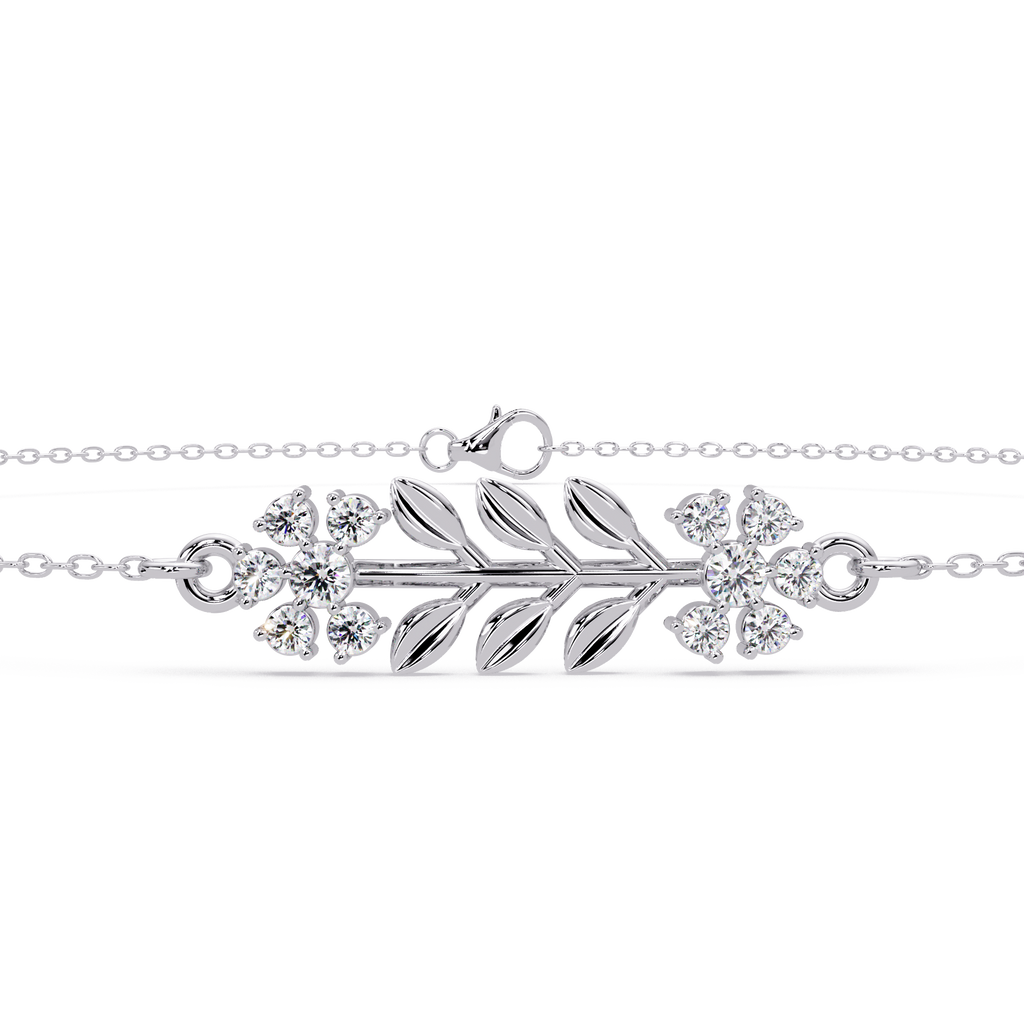 Nature Inspired Leaf & Floral Diamond Bracelet