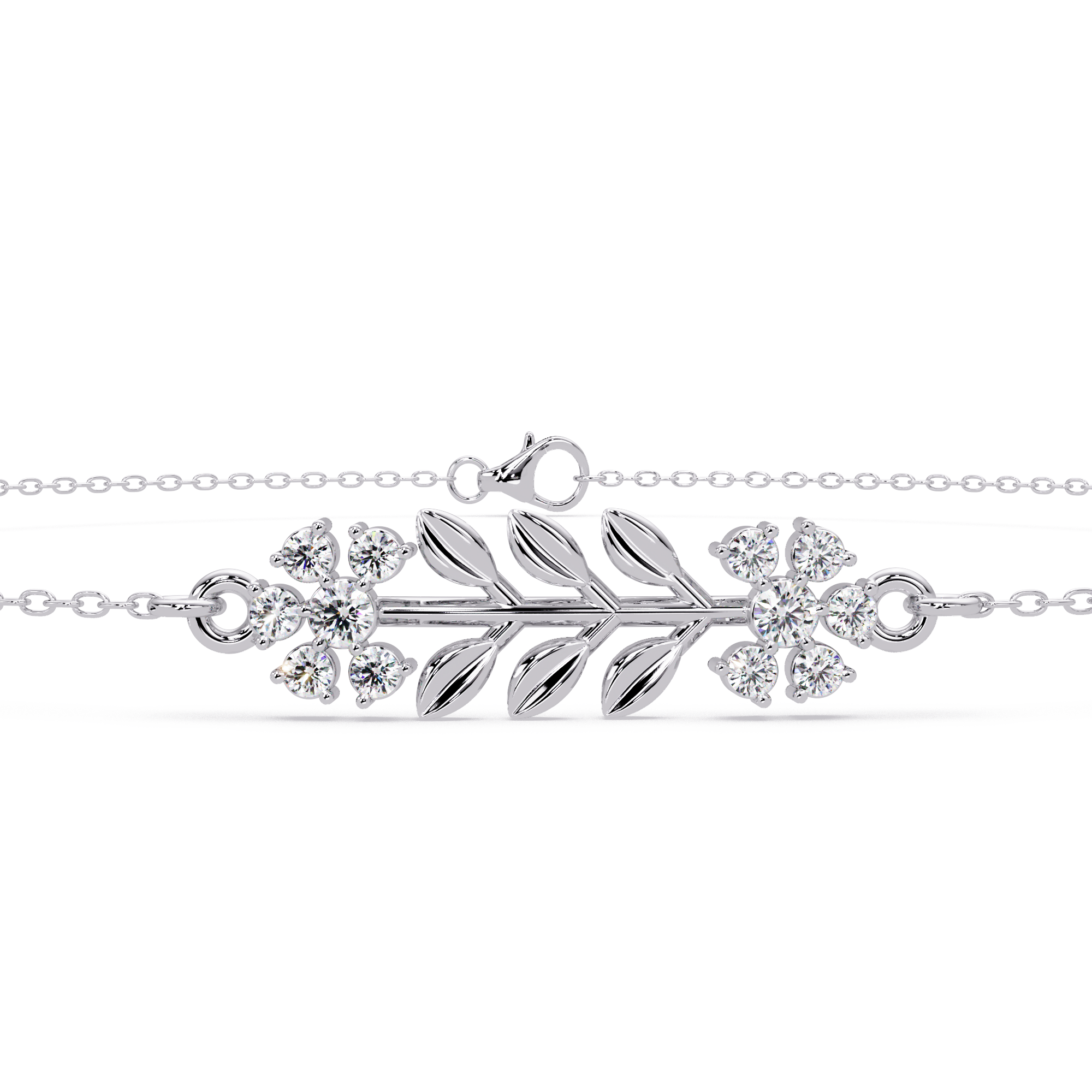Nature Inspired Leaf & Floral Diamond Bracelet