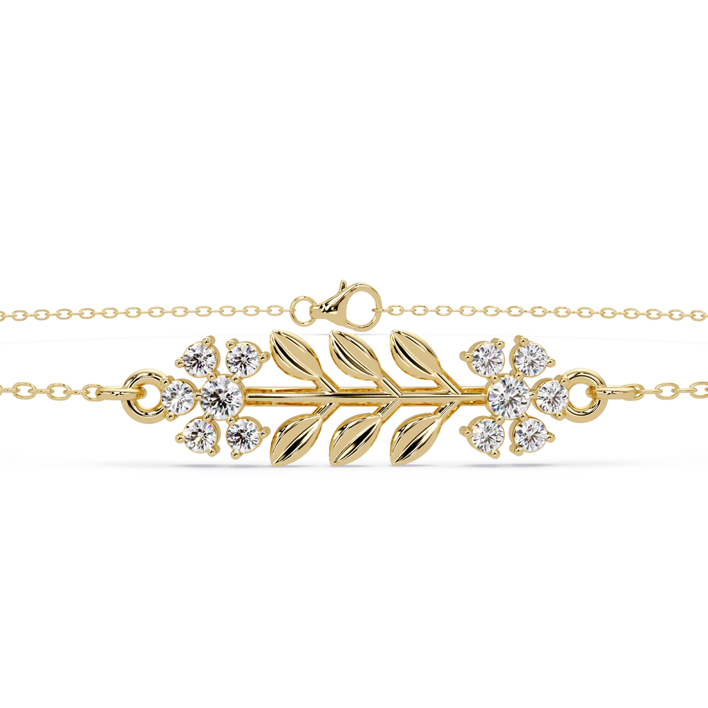 Nature Inspired Leaf & Floral Diamond Bracelet