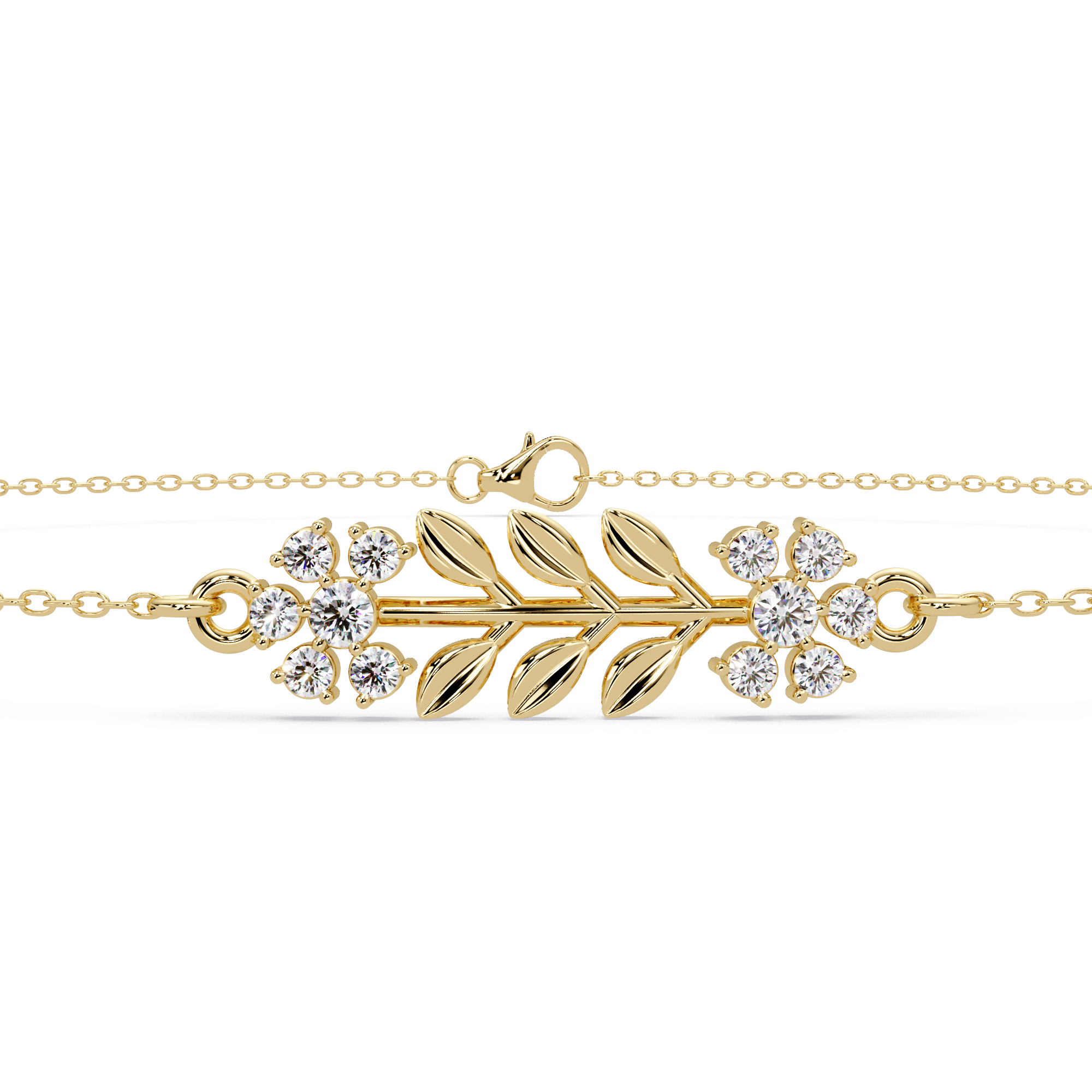 Nature Inspired Leaf & Floral Diamond Bracelet
