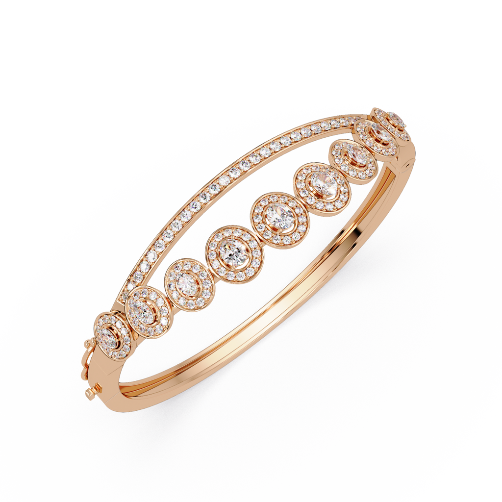 Minimalist Circle Diamond Bangle Bracelet for Women
