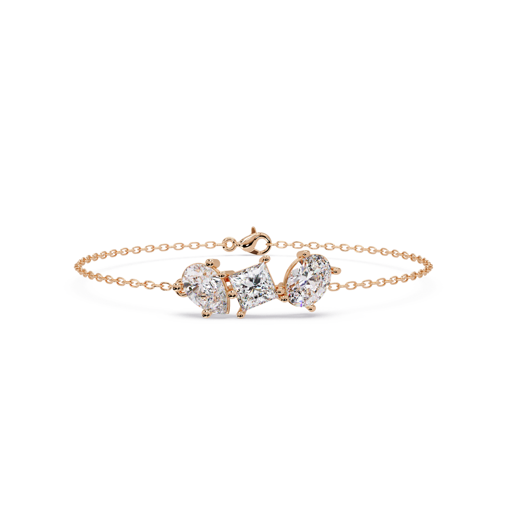 Minimalist Multi Shape Diamond Bracelet for Women