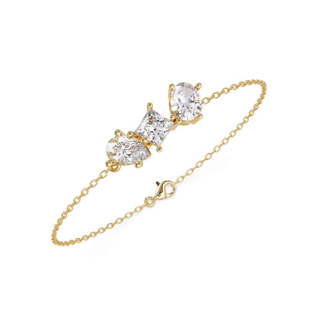 Minimalist Multi Shape Diamond Bracelet for Women