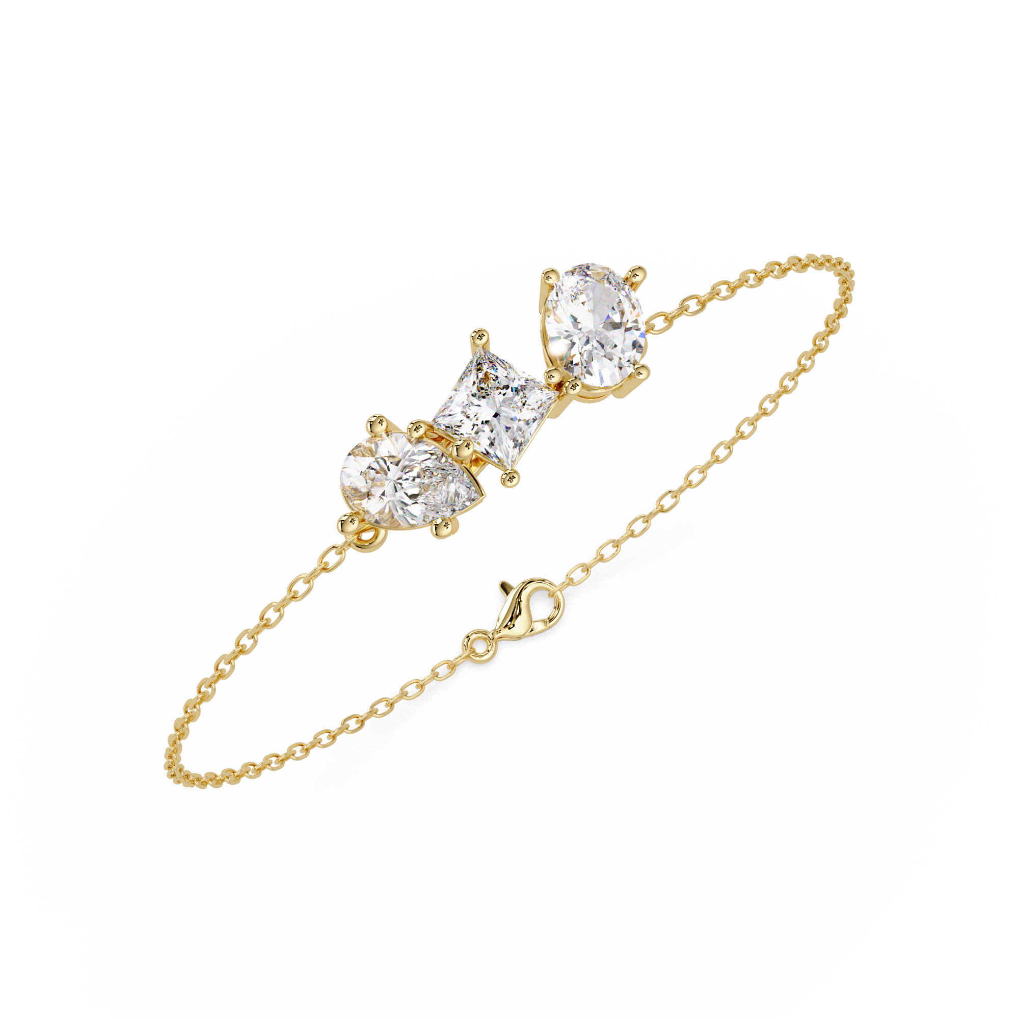 Minimalist Multi Shape Diamond Bracelet for Women