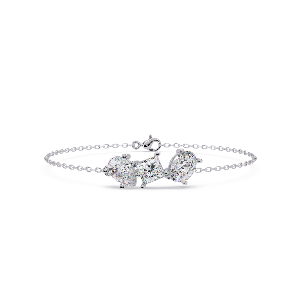 Minimalist Multi Shape Diamond Bracelet for Women