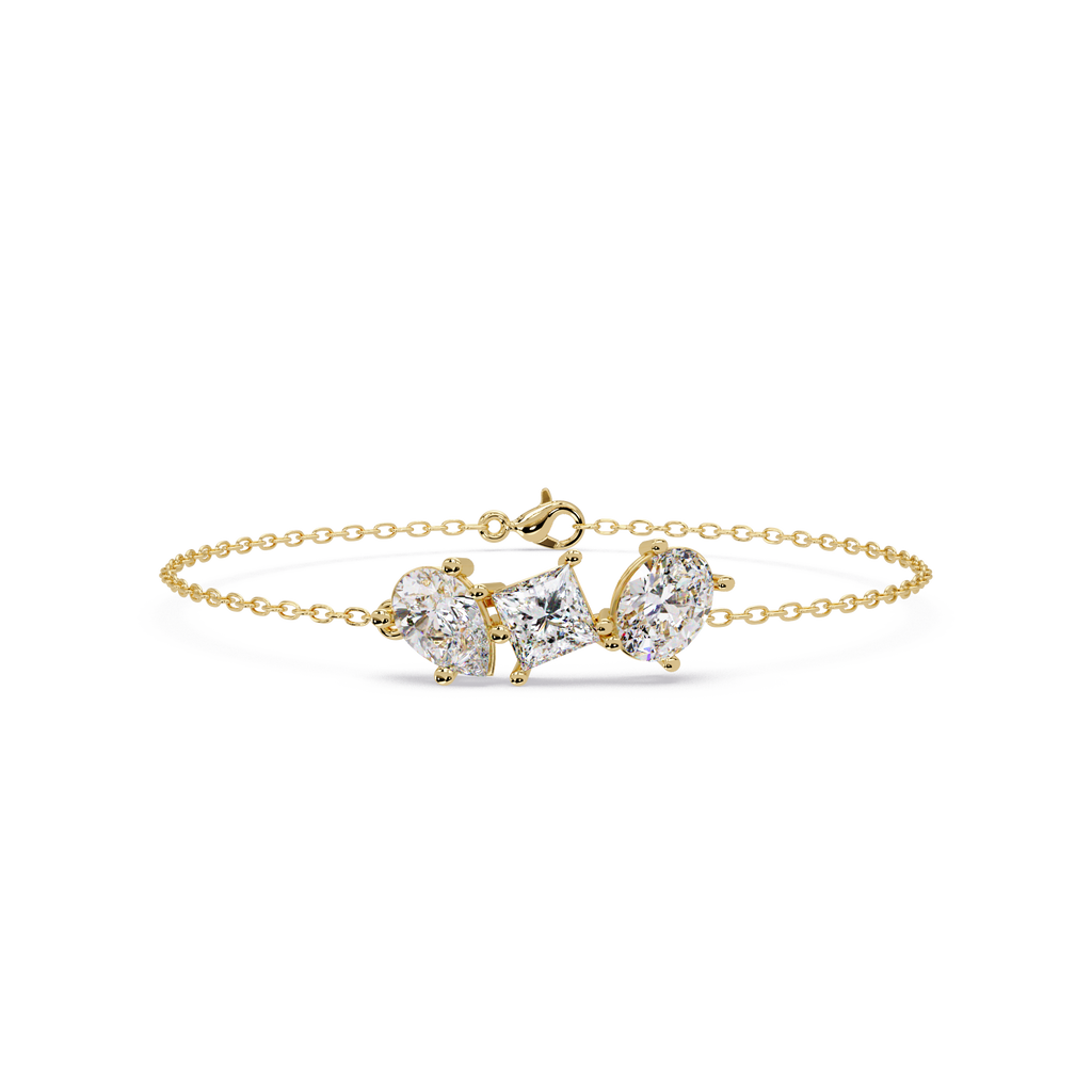 Minimalist Multi Shape Diamond Bracelet for Women