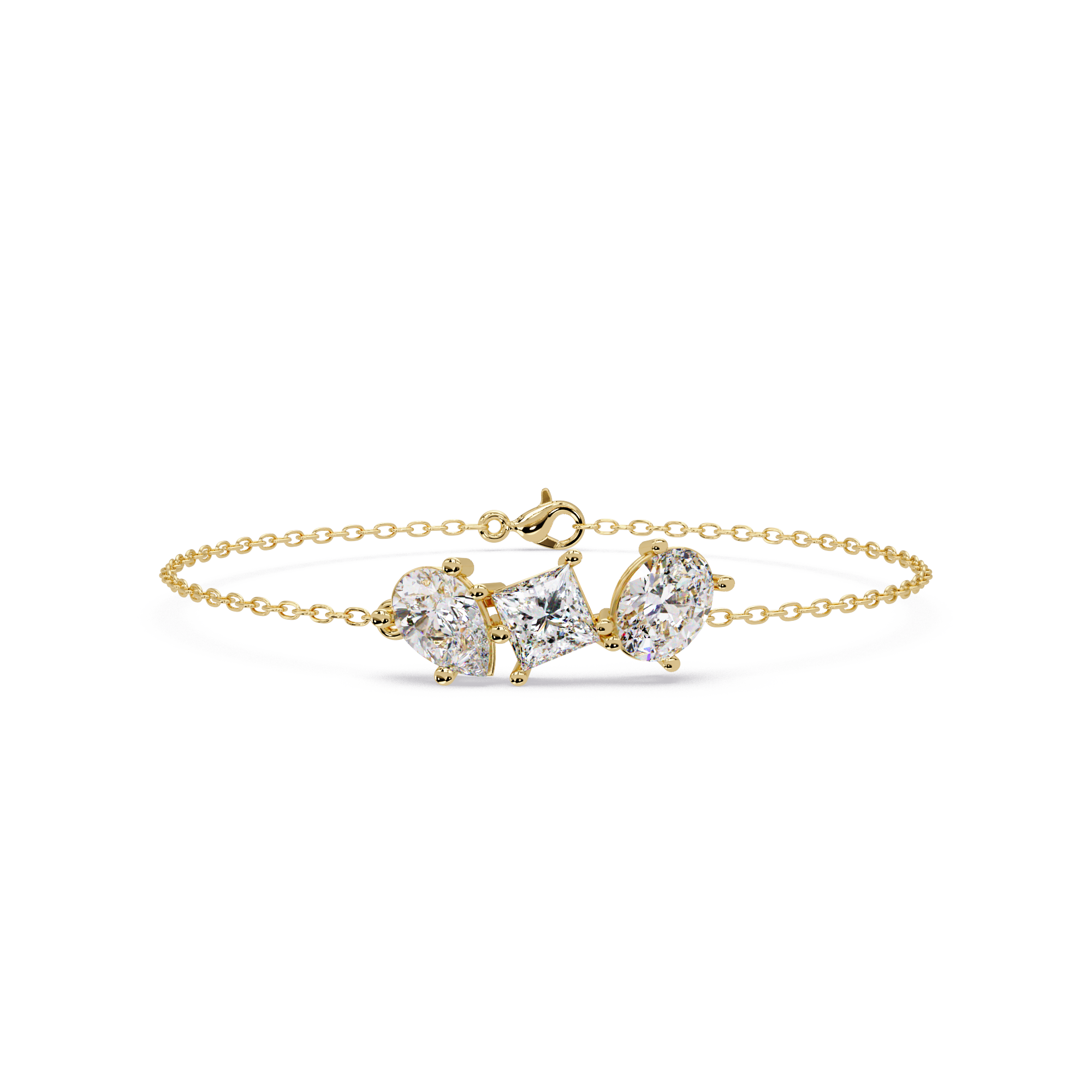 Minimalist Multi Shape Diamond Bracelet for Women