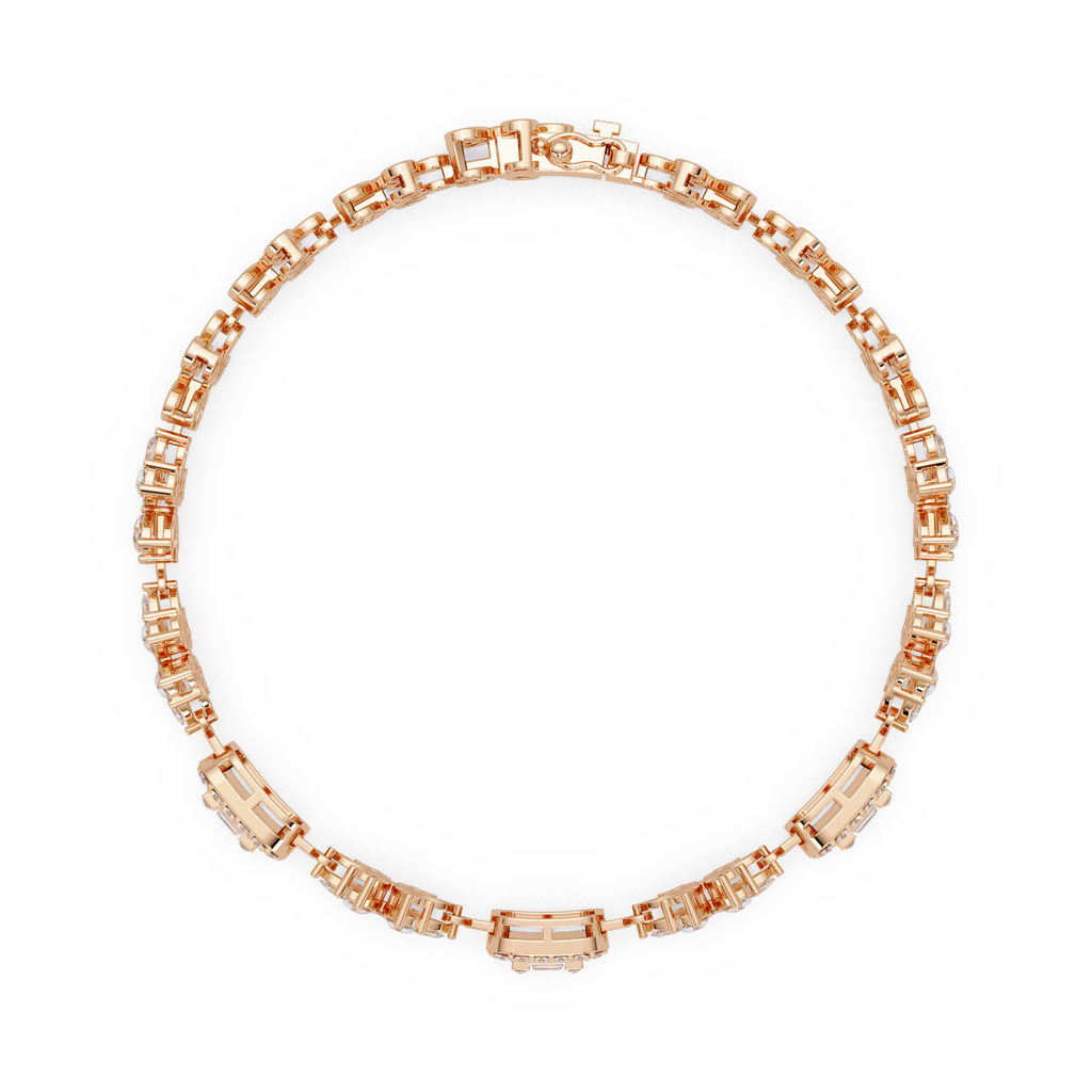 Floral Emerald-Cut Diamond Bracelet for Women