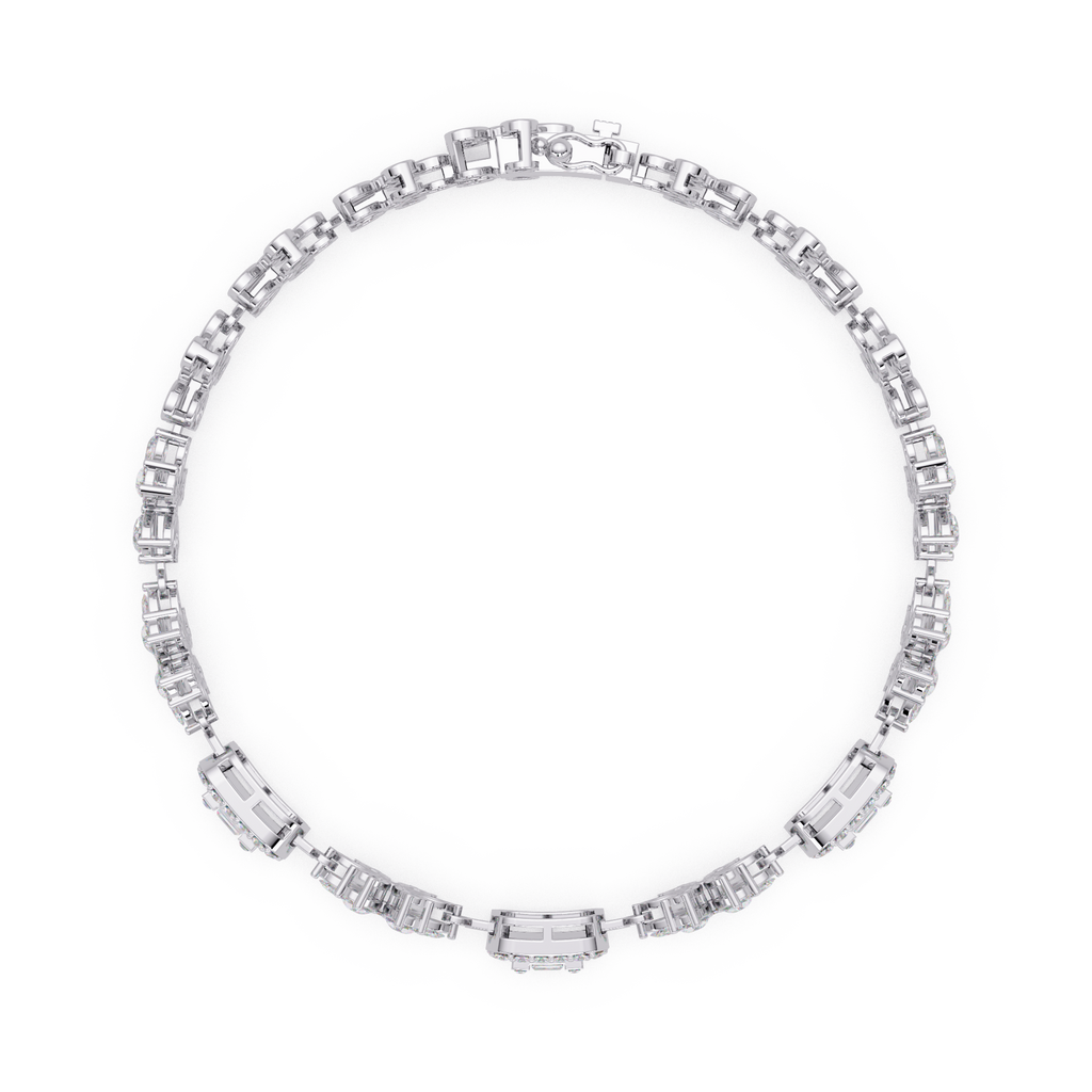 Floral Emerald-Cut Diamond Bracelet for Women