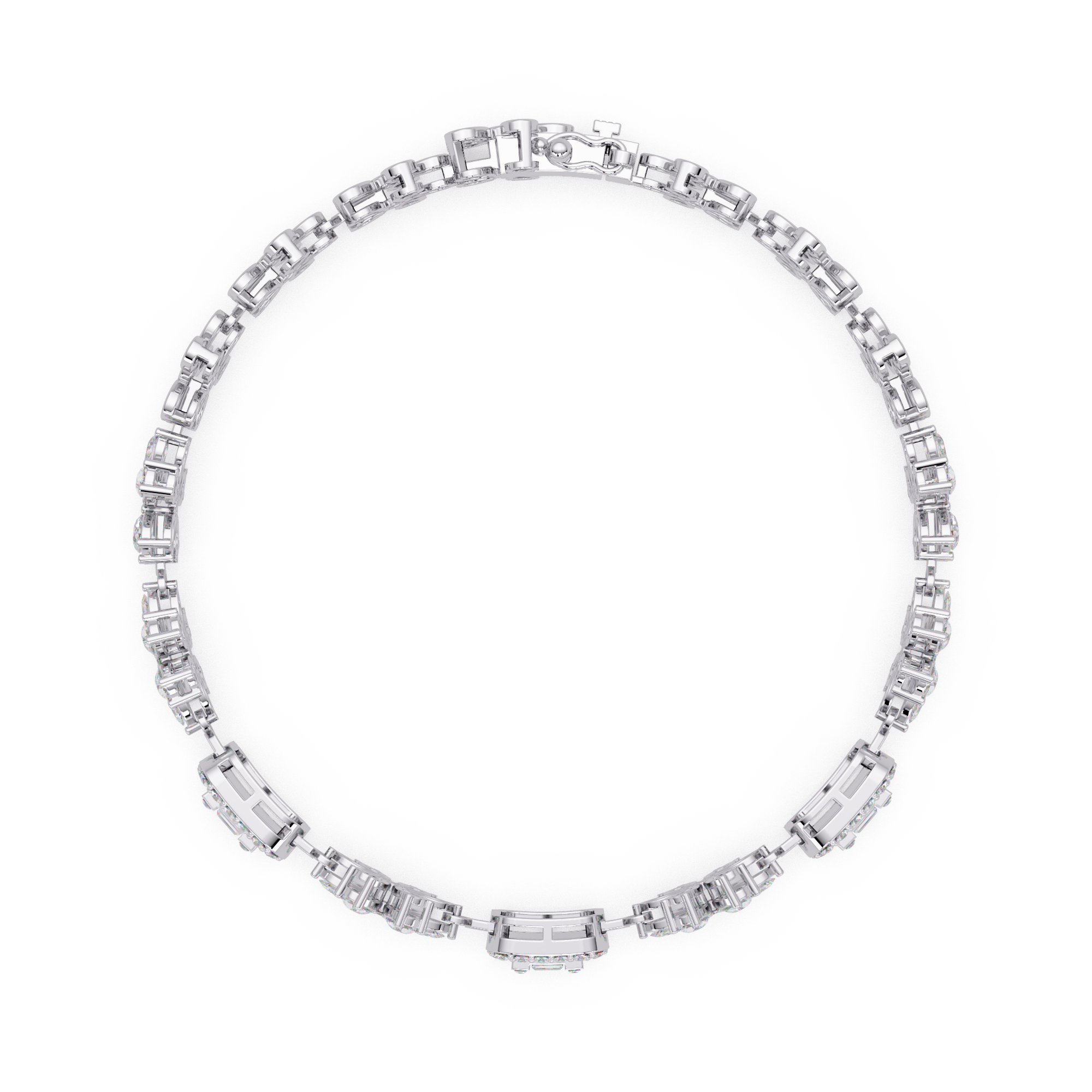Floral Emerald-Cut Diamond Bracelet for Women