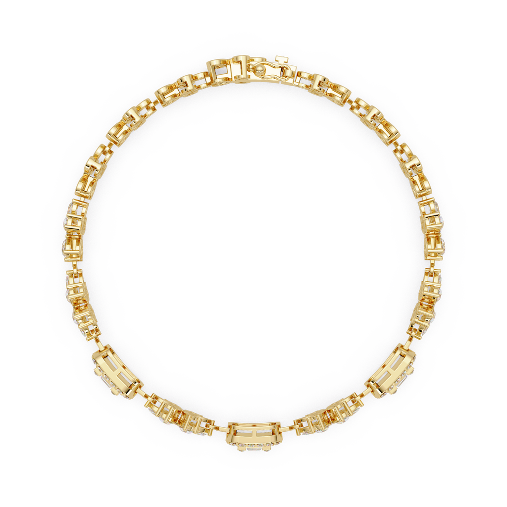 Floral Emerald-Cut Diamond Bracelet for Women
