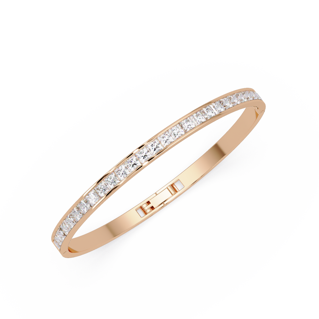 Princess Cut Diamond Tennis Bangle Bracelet