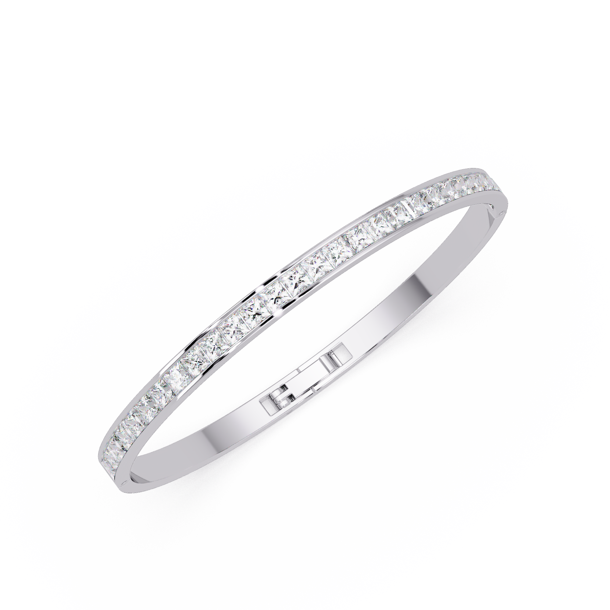 Princess Cut Diamond Tennis Bangle Bracelet