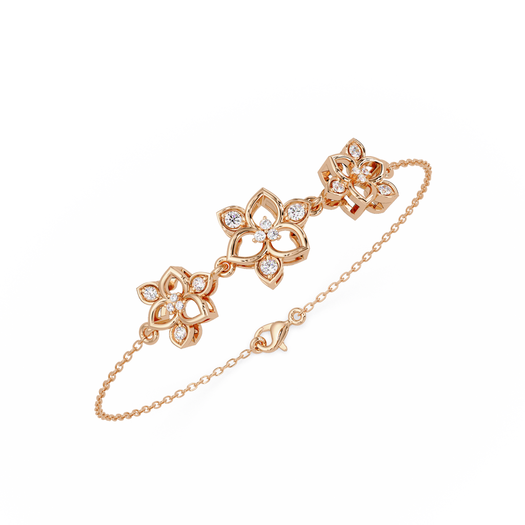Floral Diamond Station Bracele
