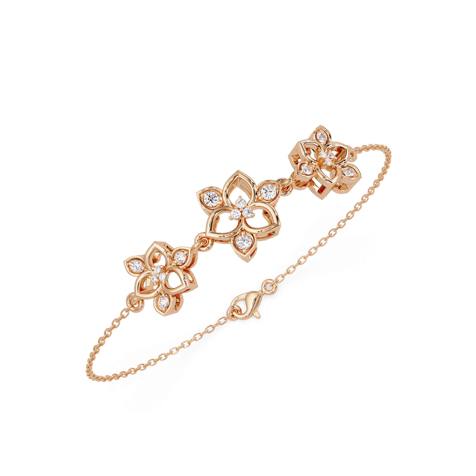 Floral Diamond Station Bracele