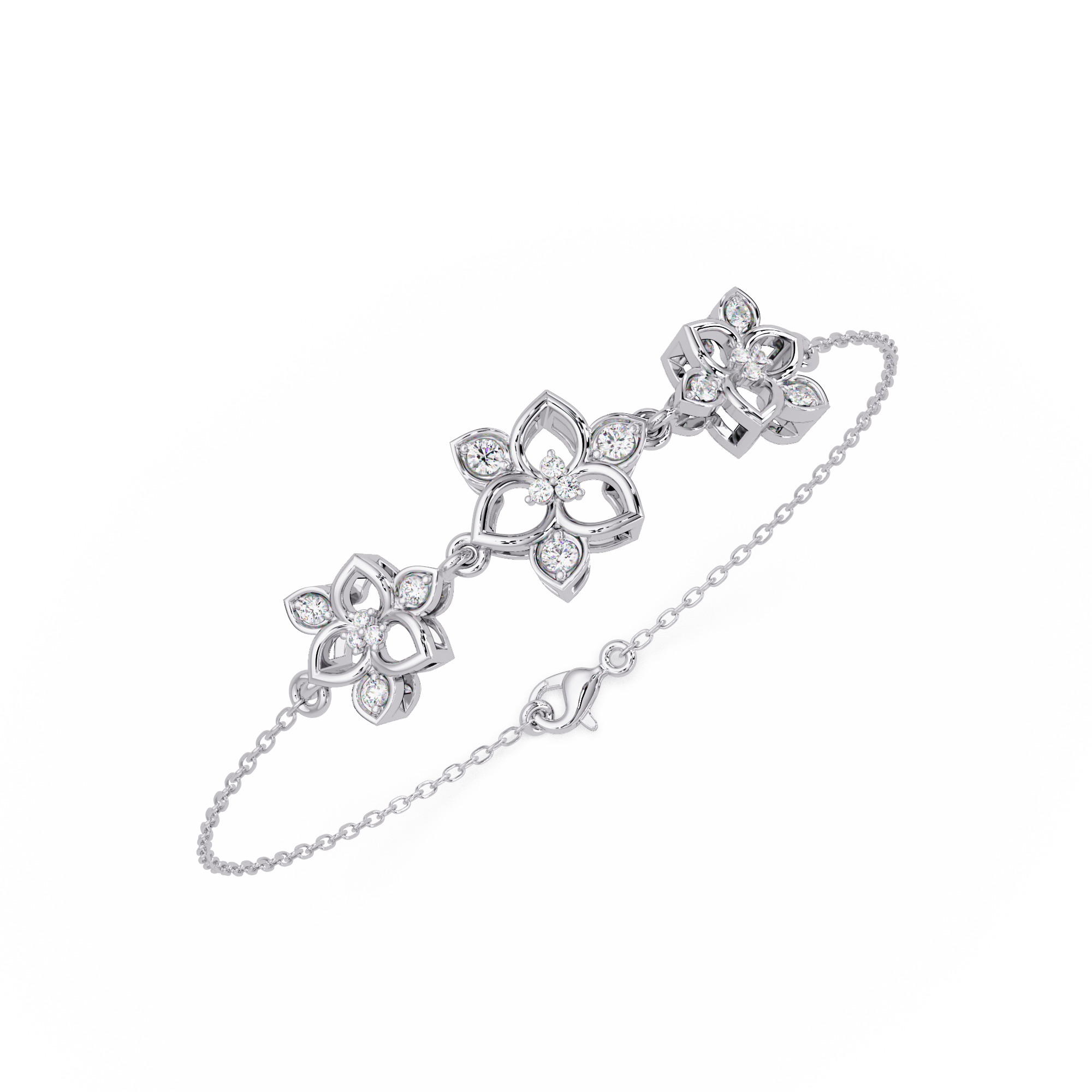 Floral Diamond Station Bracele