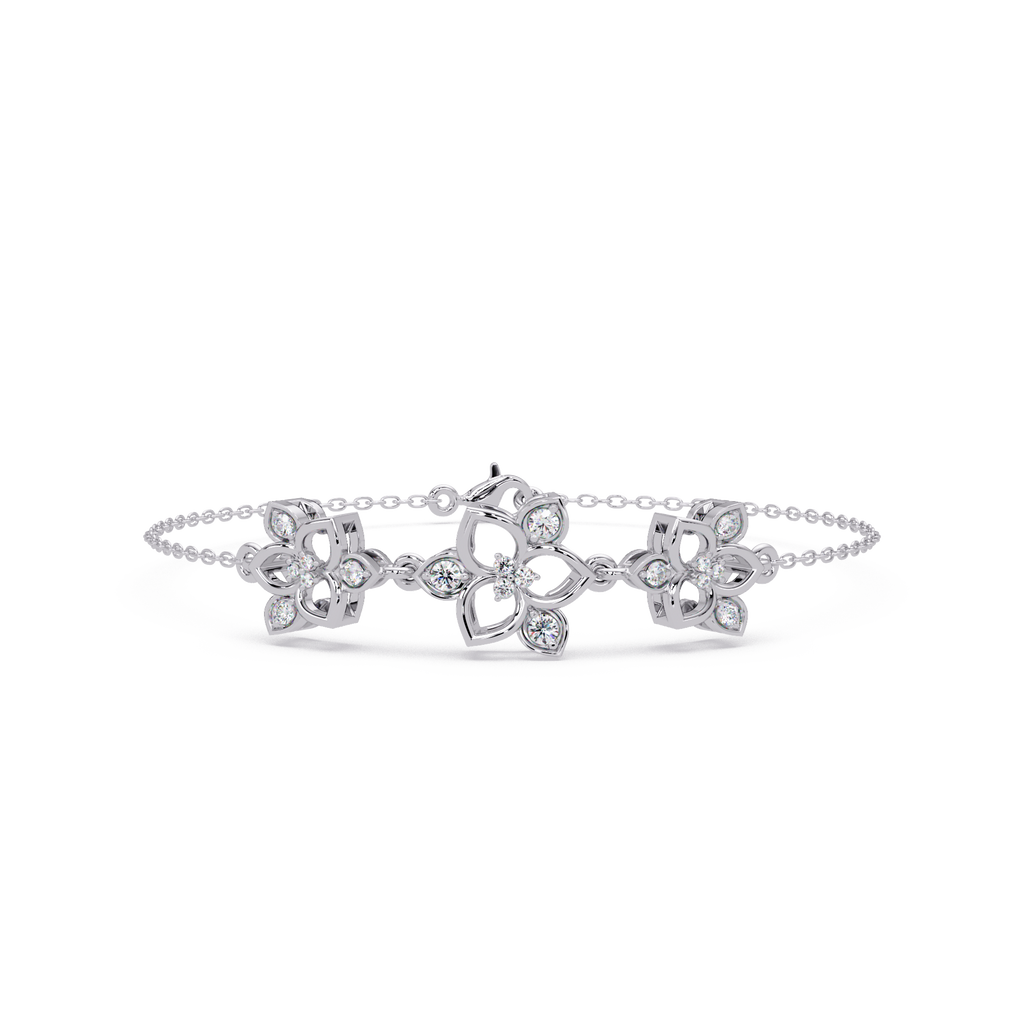 Floral Diamond Station Bracele