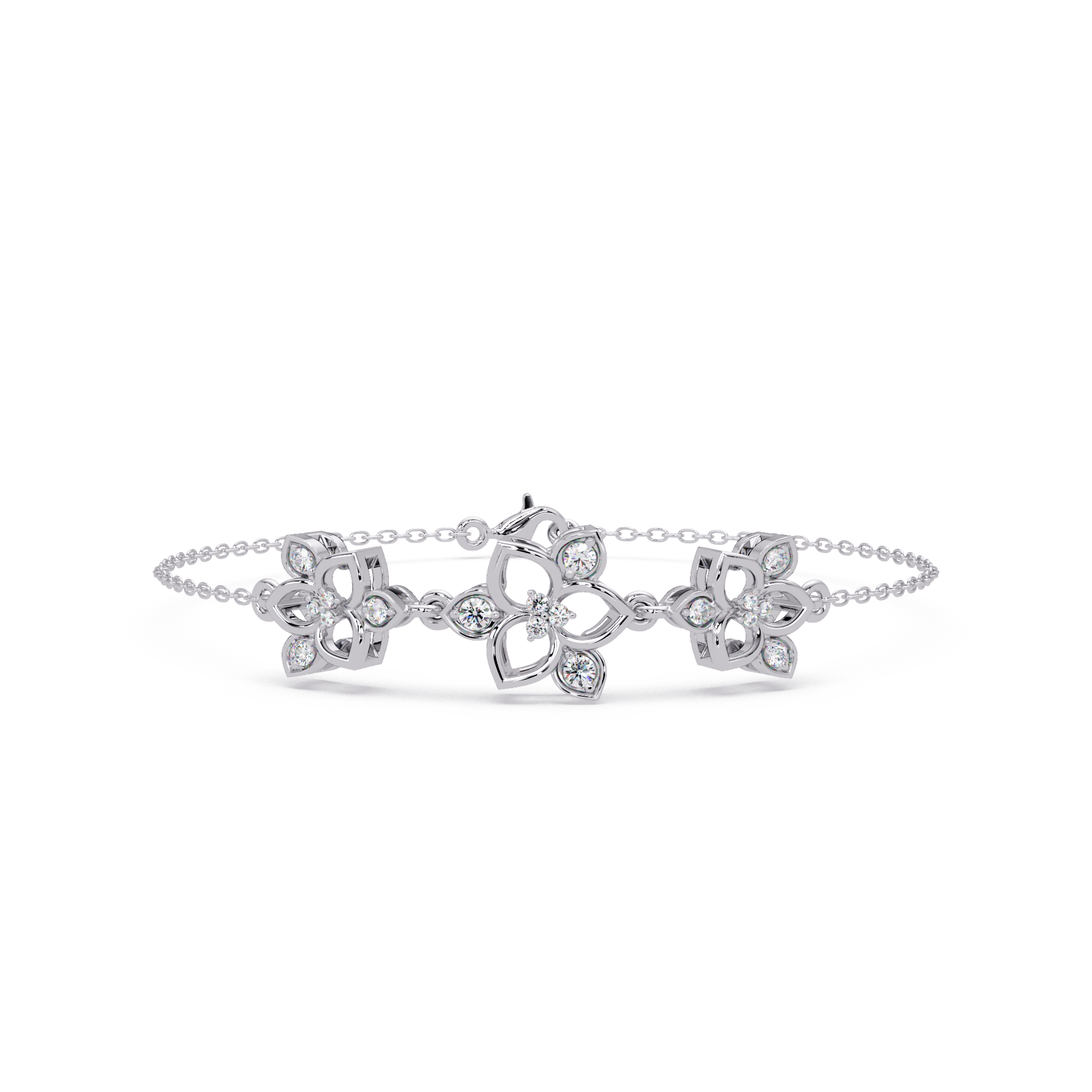 Floral Diamond Station Bracele