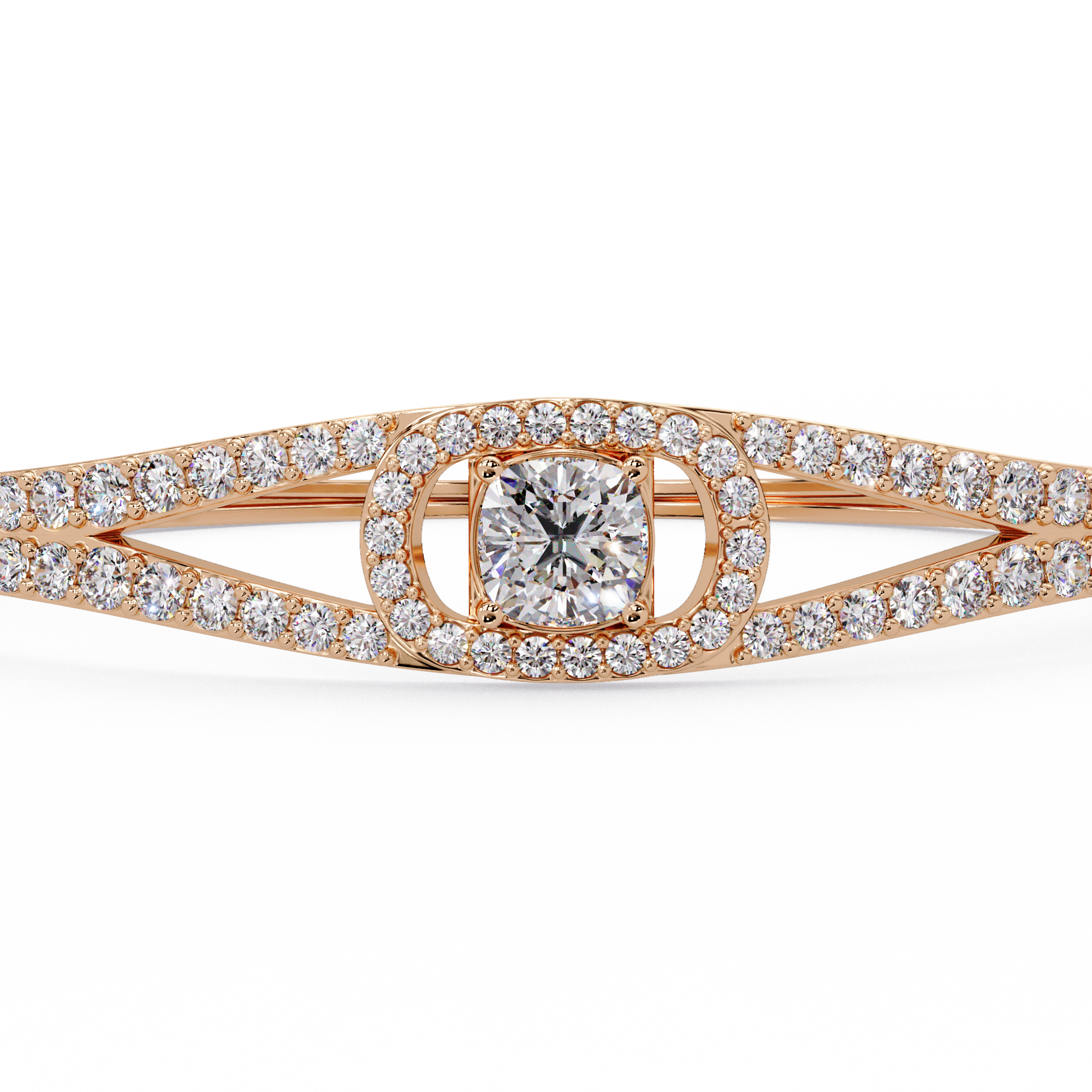 Open Cushion Halo Diamond Bracelet