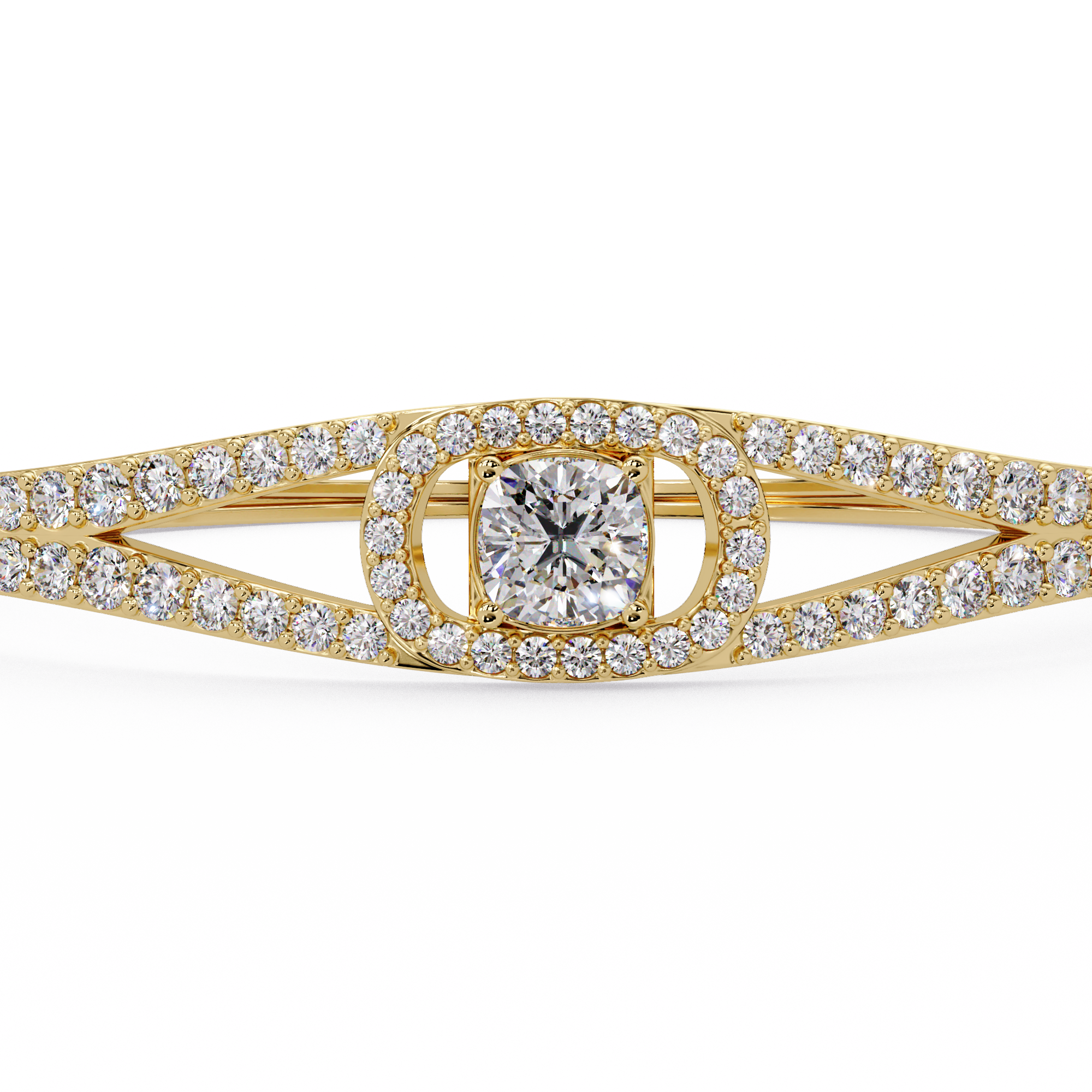 Open Cushion Halo Diamond Bracelet