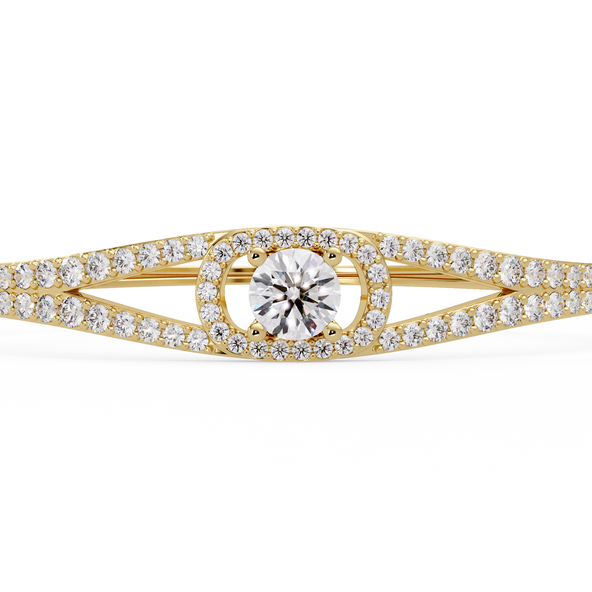 Round Brilliant Diamond Split Shank Halo Tennis Bracelet