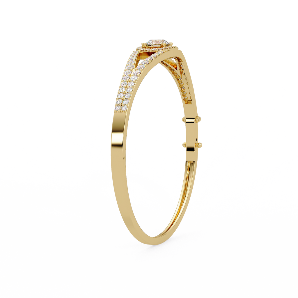 Round Brilliant Diamond Split Shank Halo Tennis Bracelet