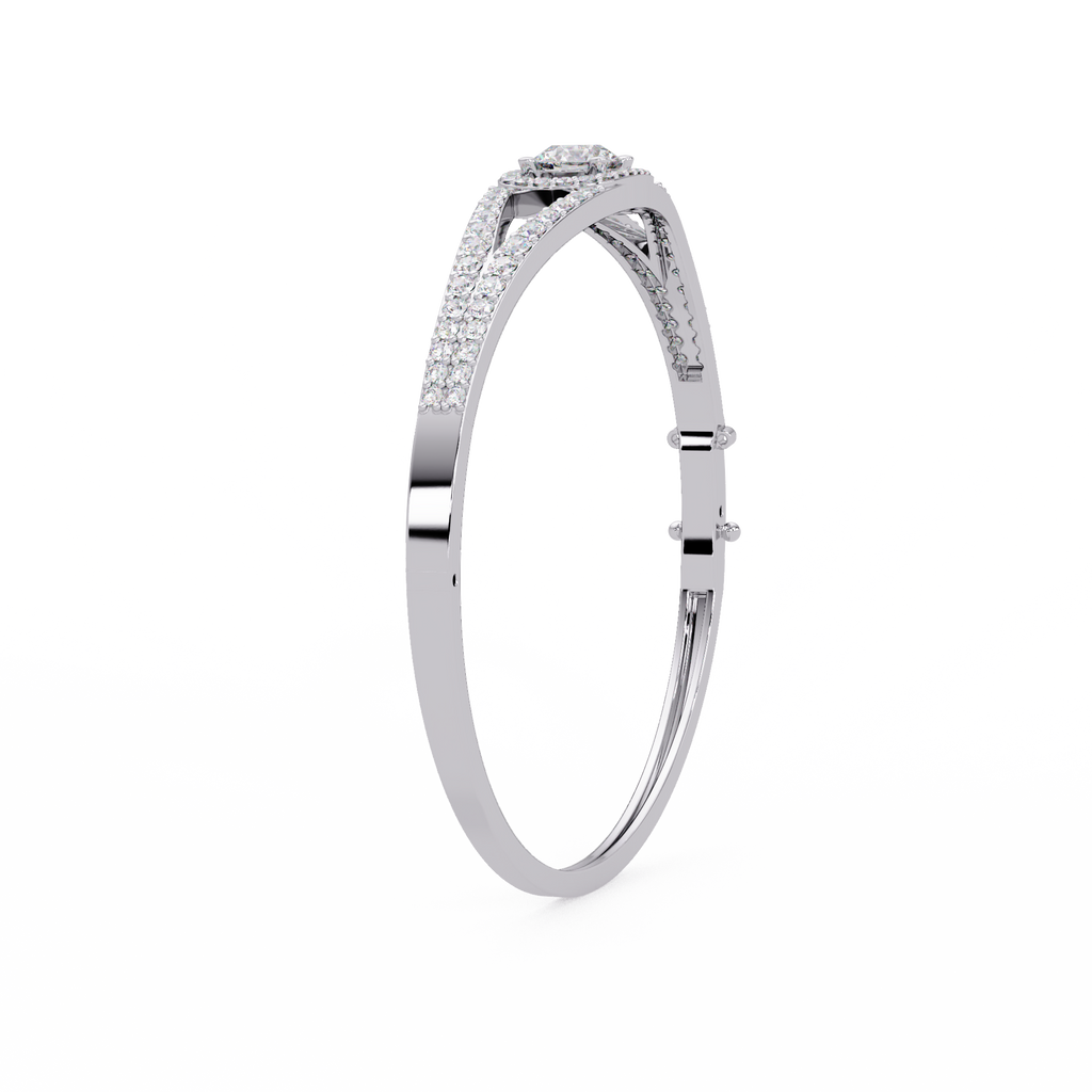 Round Brilliant Diamond Split Shank Halo Tennis Bracelet