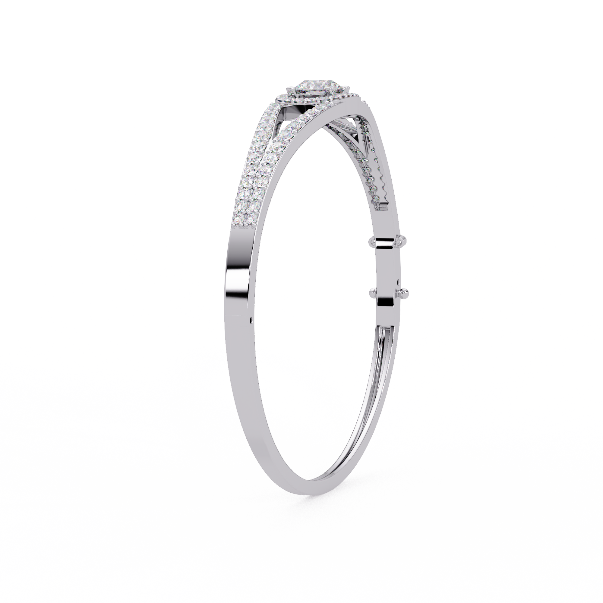 Round Brilliant Diamond Split Shank Halo Tennis Bracelet