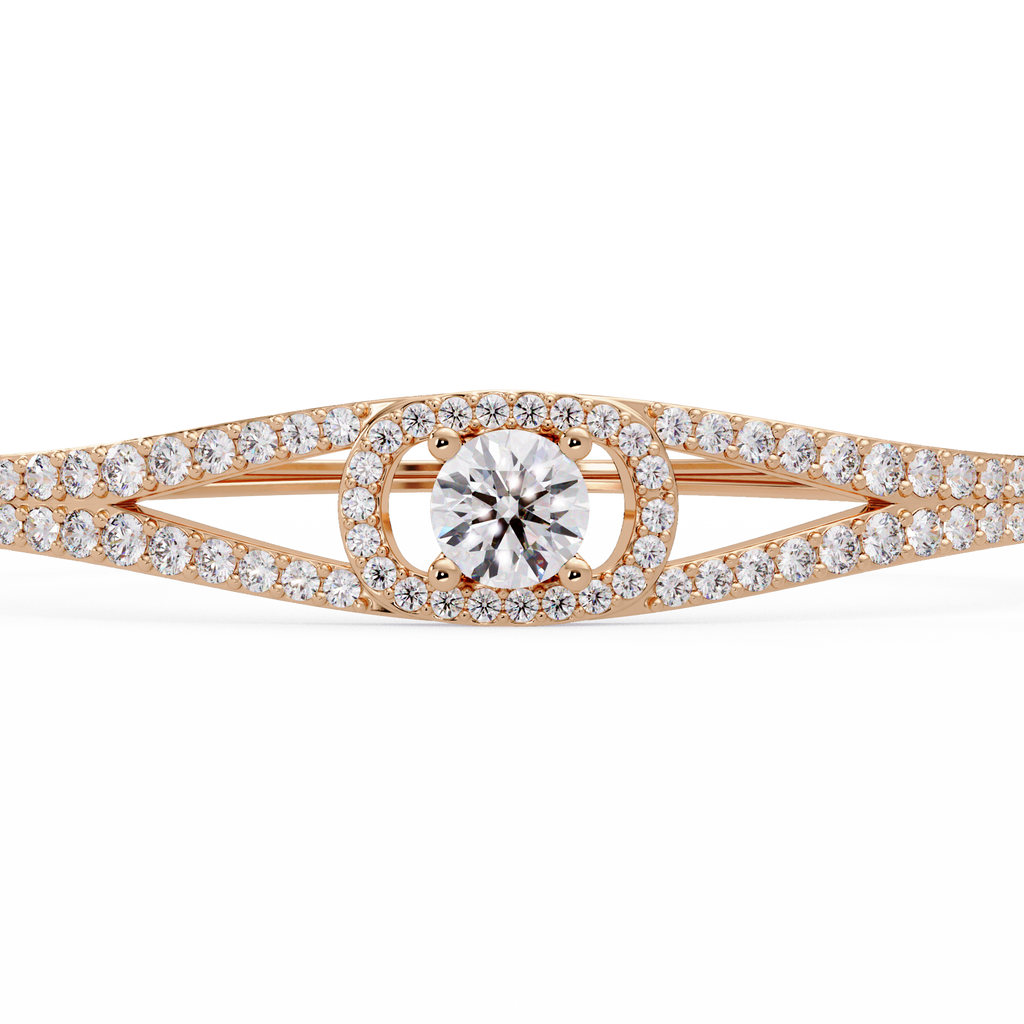 Round Brilliant Diamond Split Shank Halo Tennis Bracelet