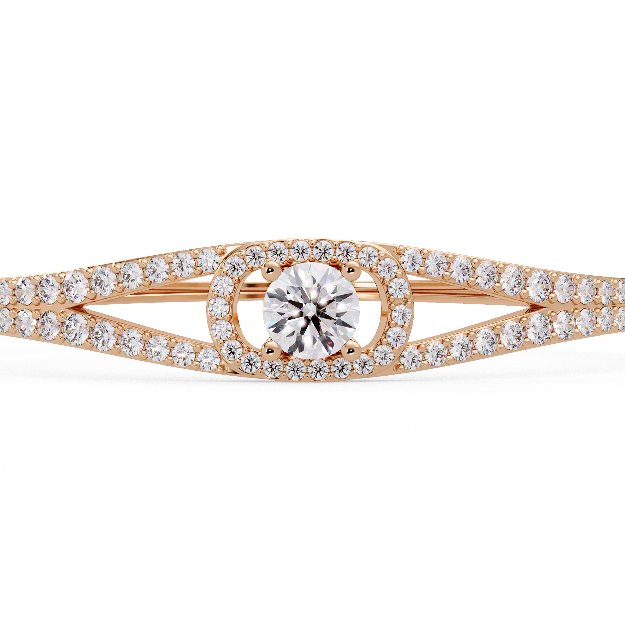 Round Brilliant Diamond Split Shank Halo Tennis Bracelet