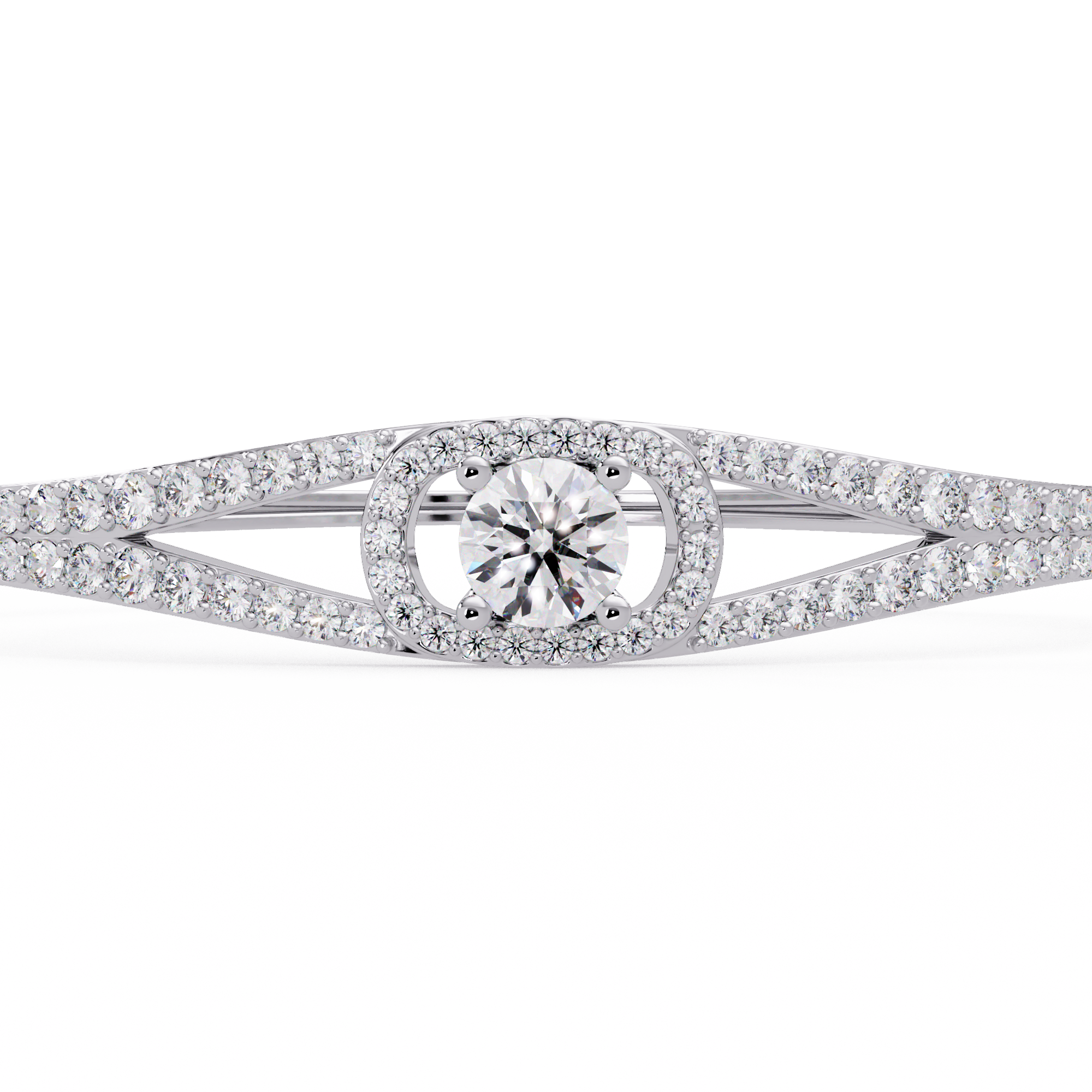 Round Brilliant Diamond Split Shank Halo Tennis Bracelet