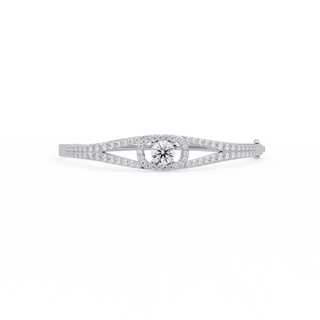 Round Brilliant Diamond Split Shank Halo Tennis Bracelet