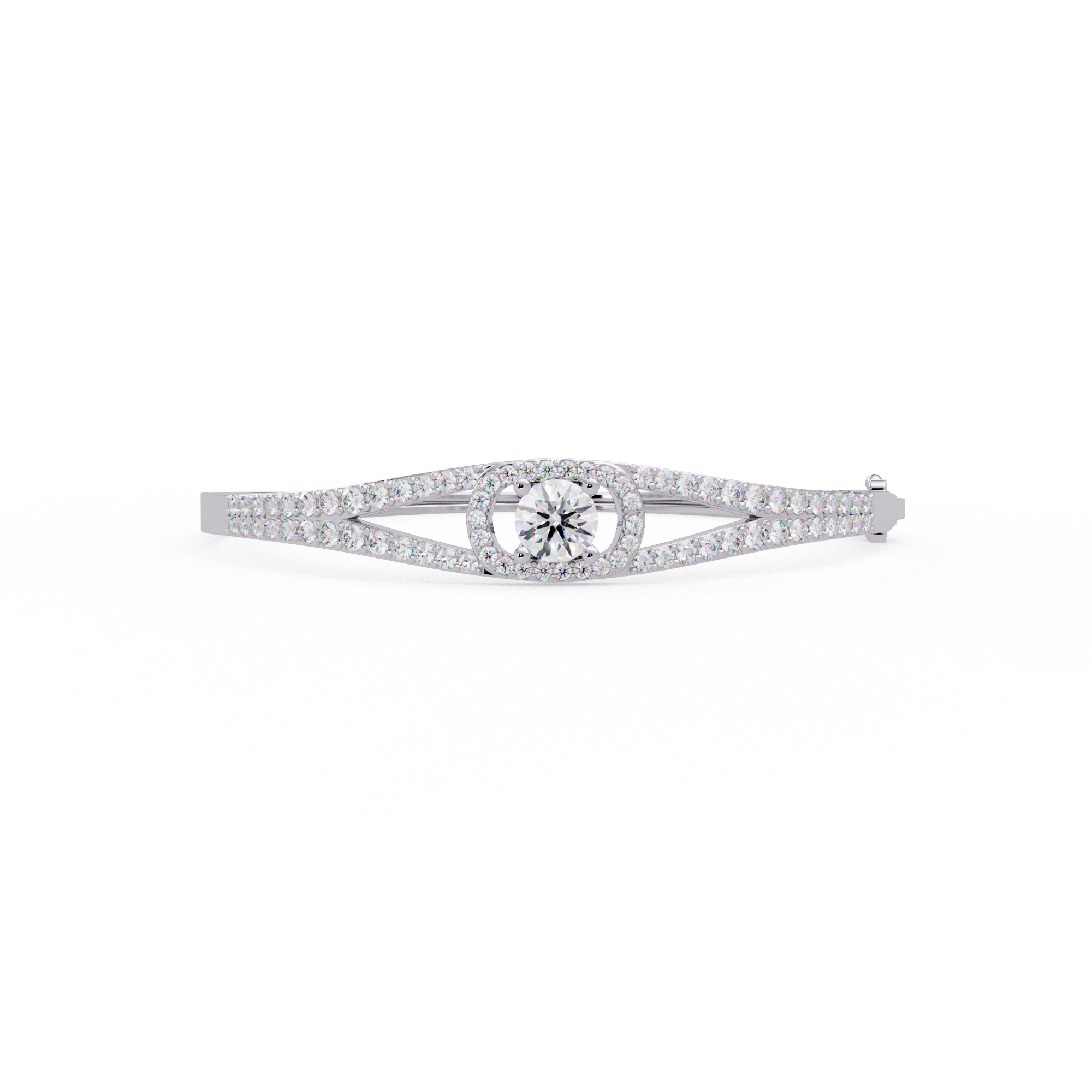 Round Brilliant Diamond Split Shank Halo Tennis Bracelet