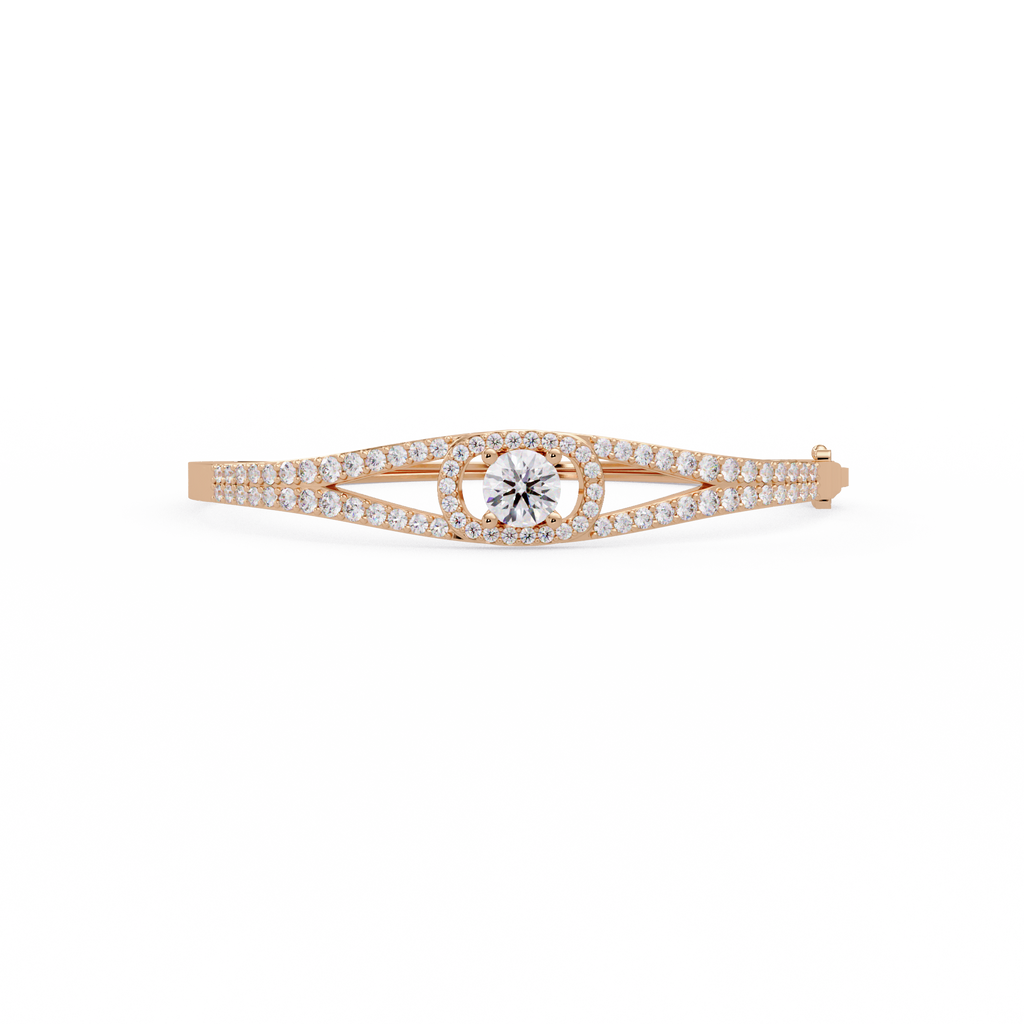 Round Brilliant Diamond Split Shank Halo Tennis Bracelet
