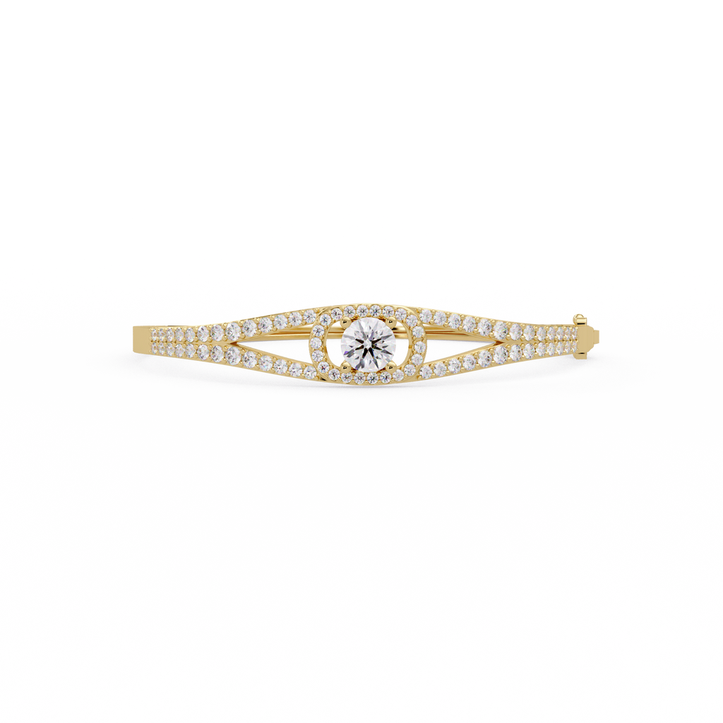 Round Brilliant Diamond Split Shank Halo Tennis Bracelet