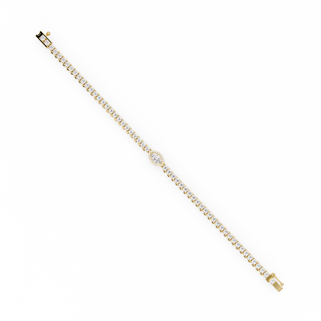 Marquise Halo Diamond Tennis Bracelet