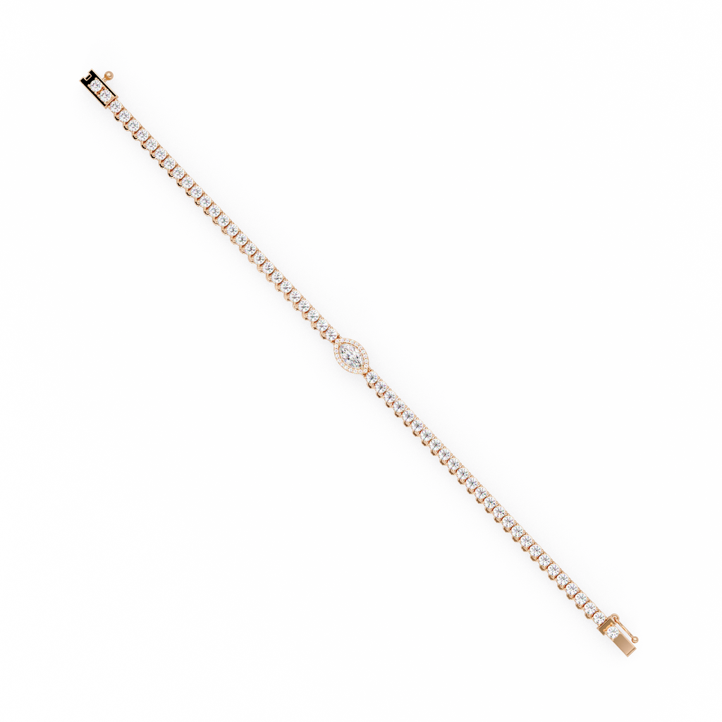 Marquise Halo Diamond Tennis Bracelet