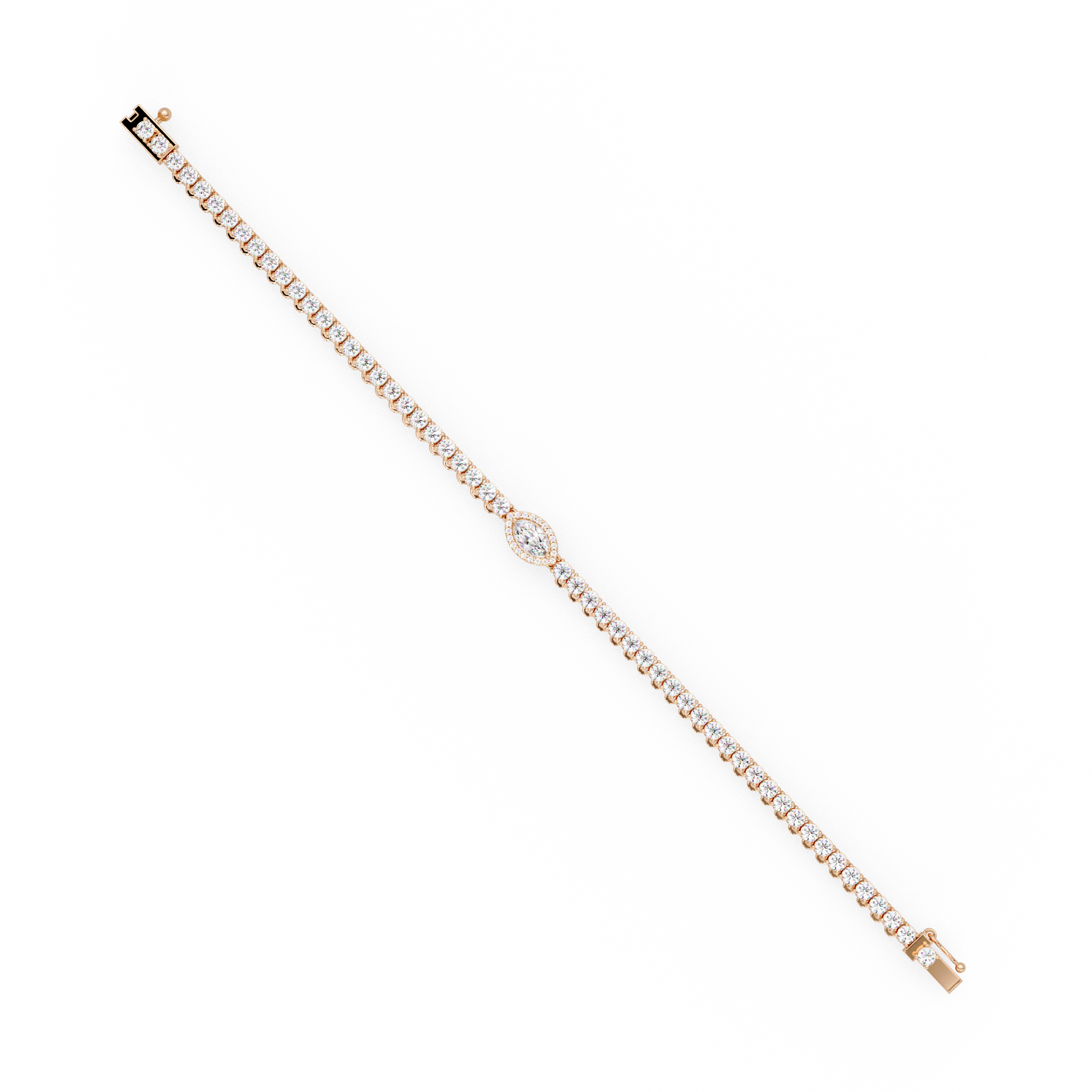 Marquise Halo Diamond Tennis Bracelet
