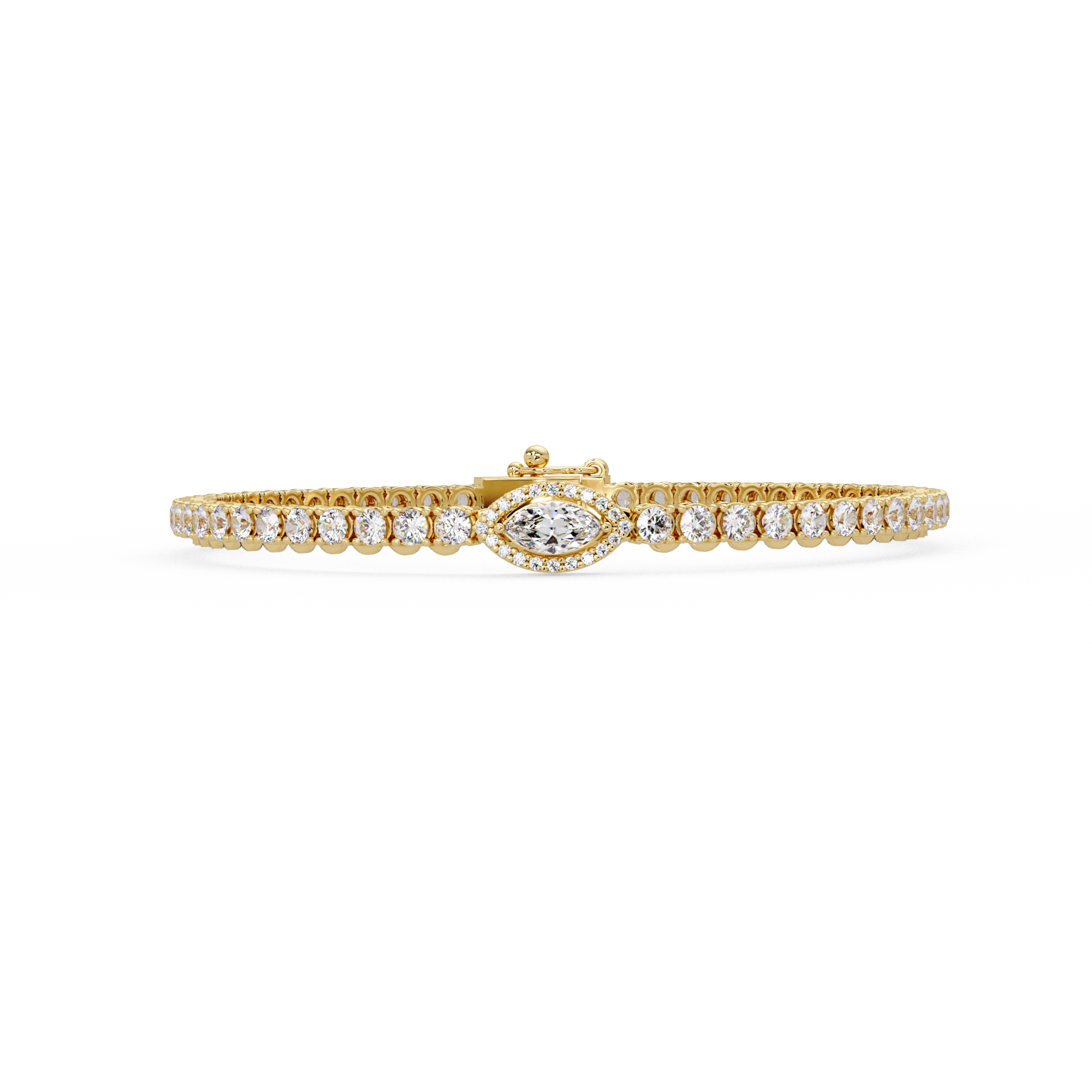 Marquise Halo Diamond Tennis Bracelet
