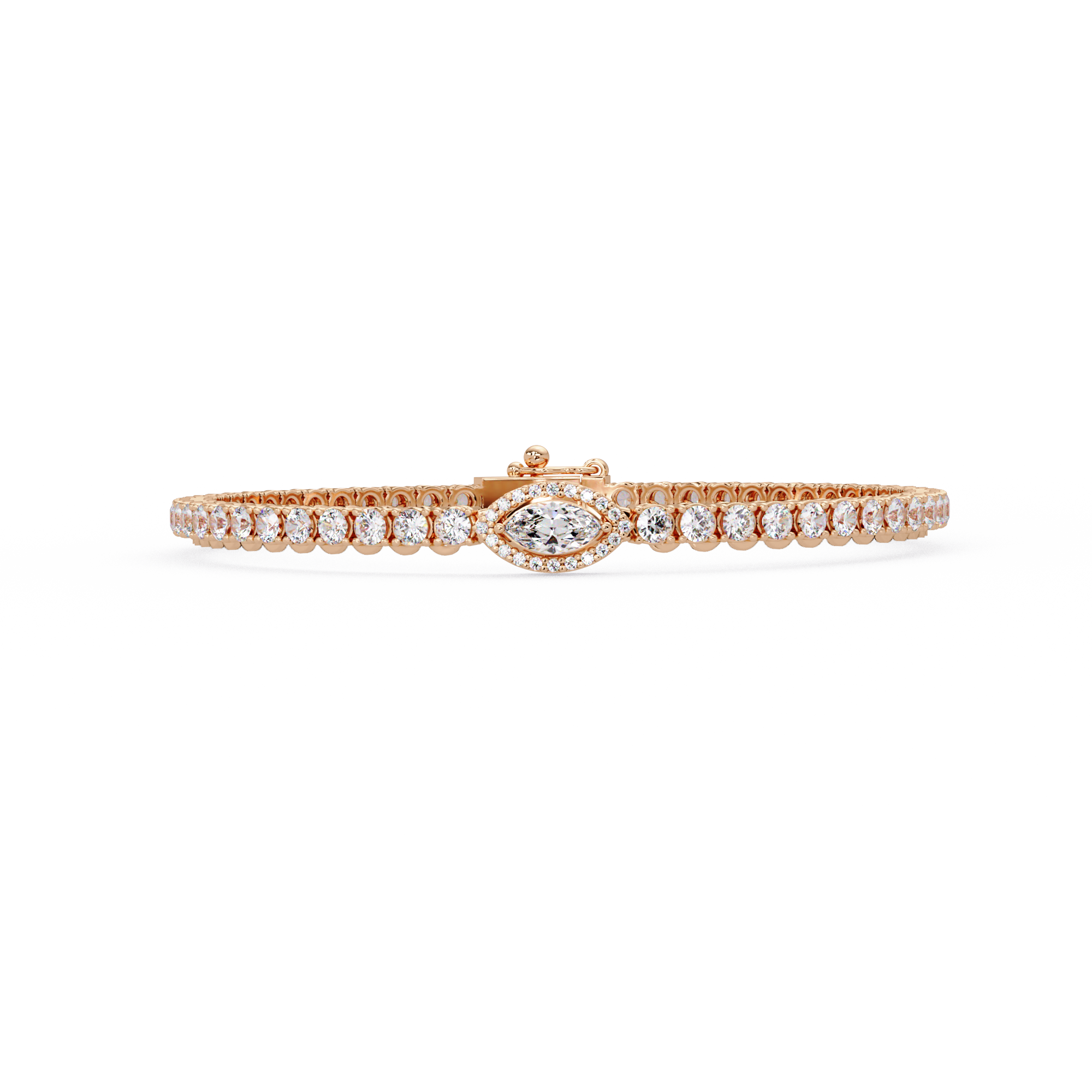 Marquise Halo Diamond Tennis Bracelet