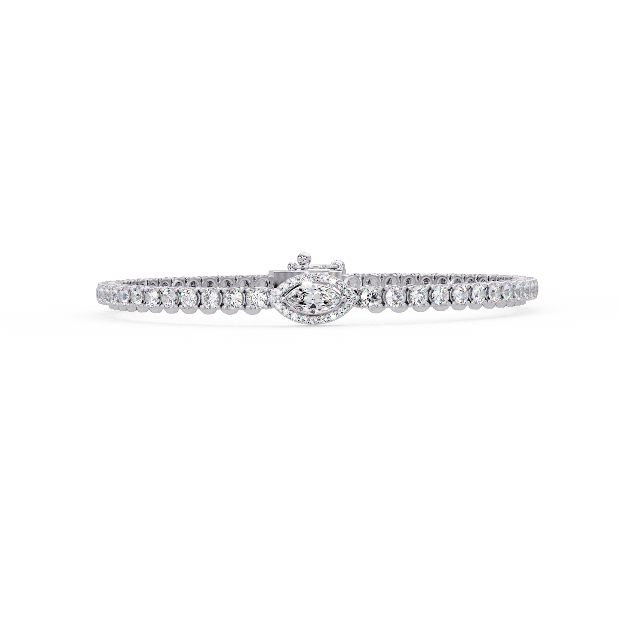 Marquise Halo Diamond Tennis Bracelet