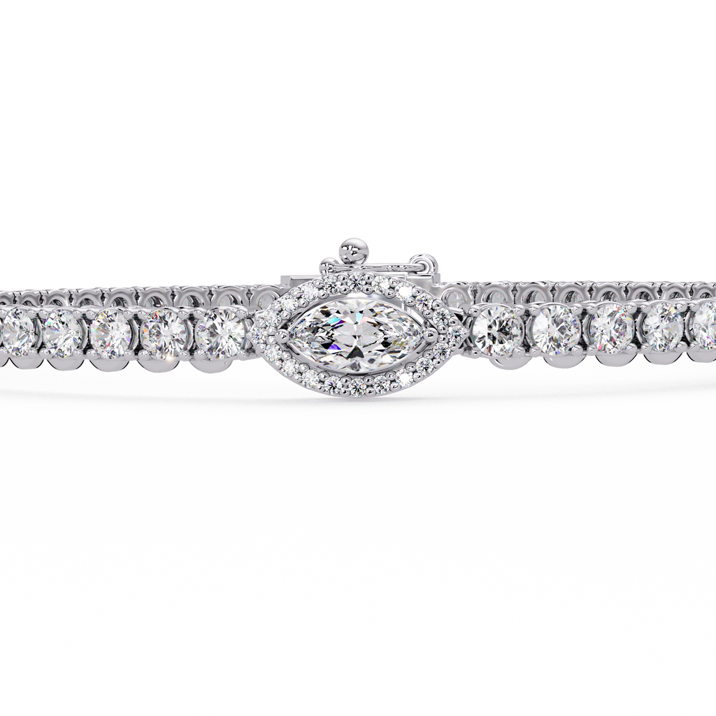 Marquise Halo Diamond Tennis Bracelet