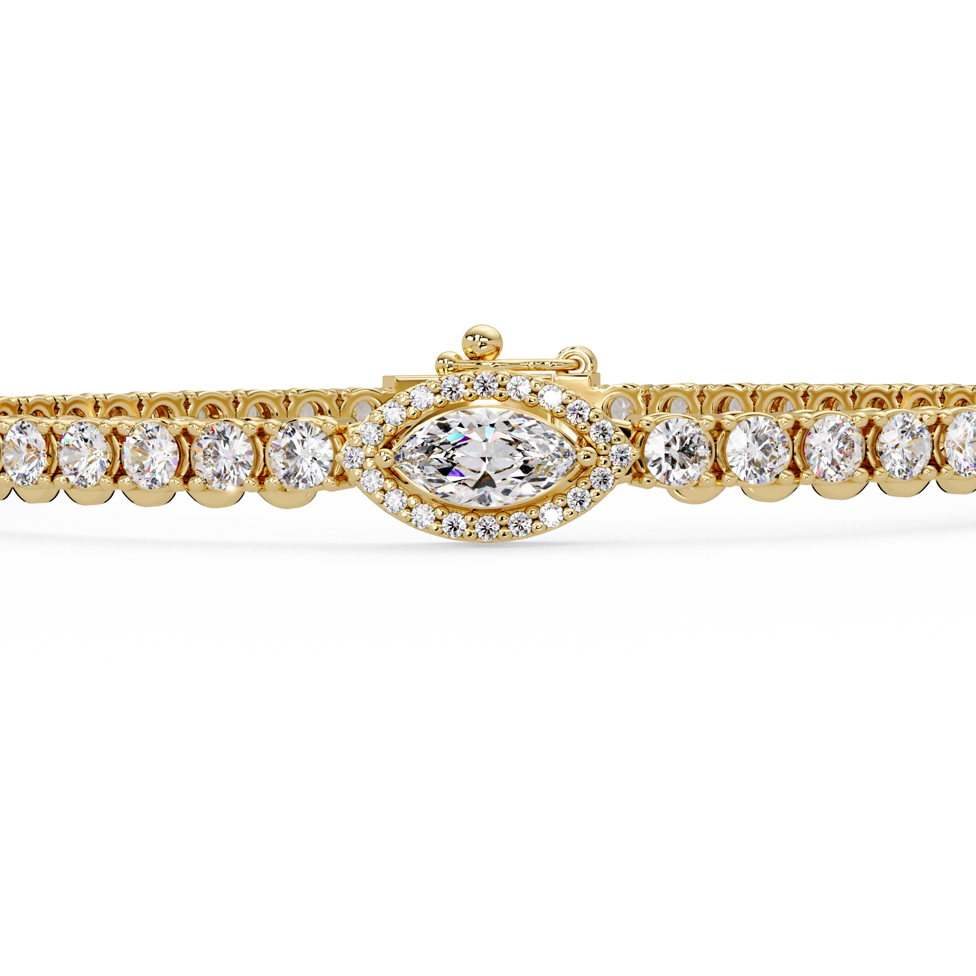 Marquise Halo Diamond Tennis Bracelet