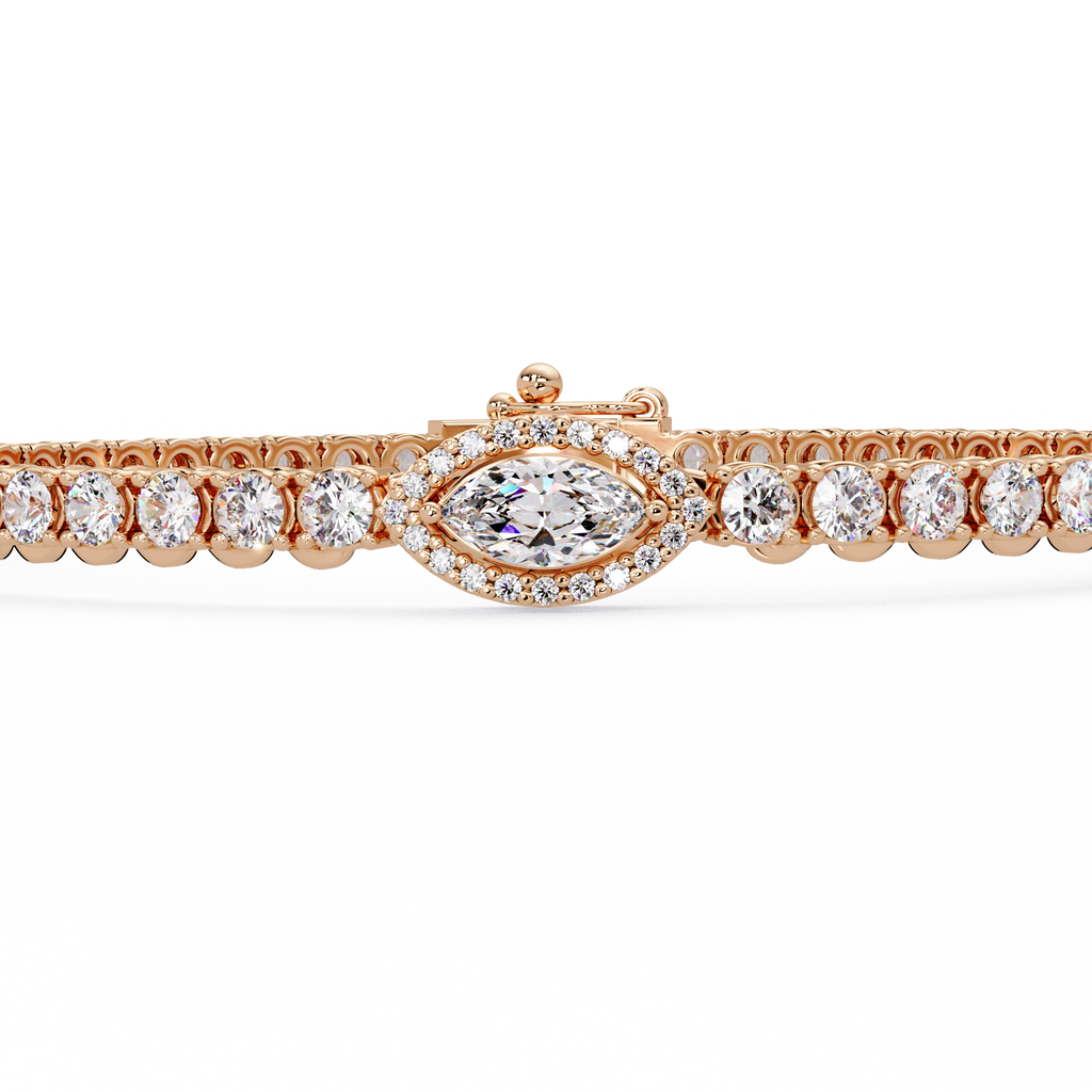 Marquise Halo Diamond Tennis Bracelet