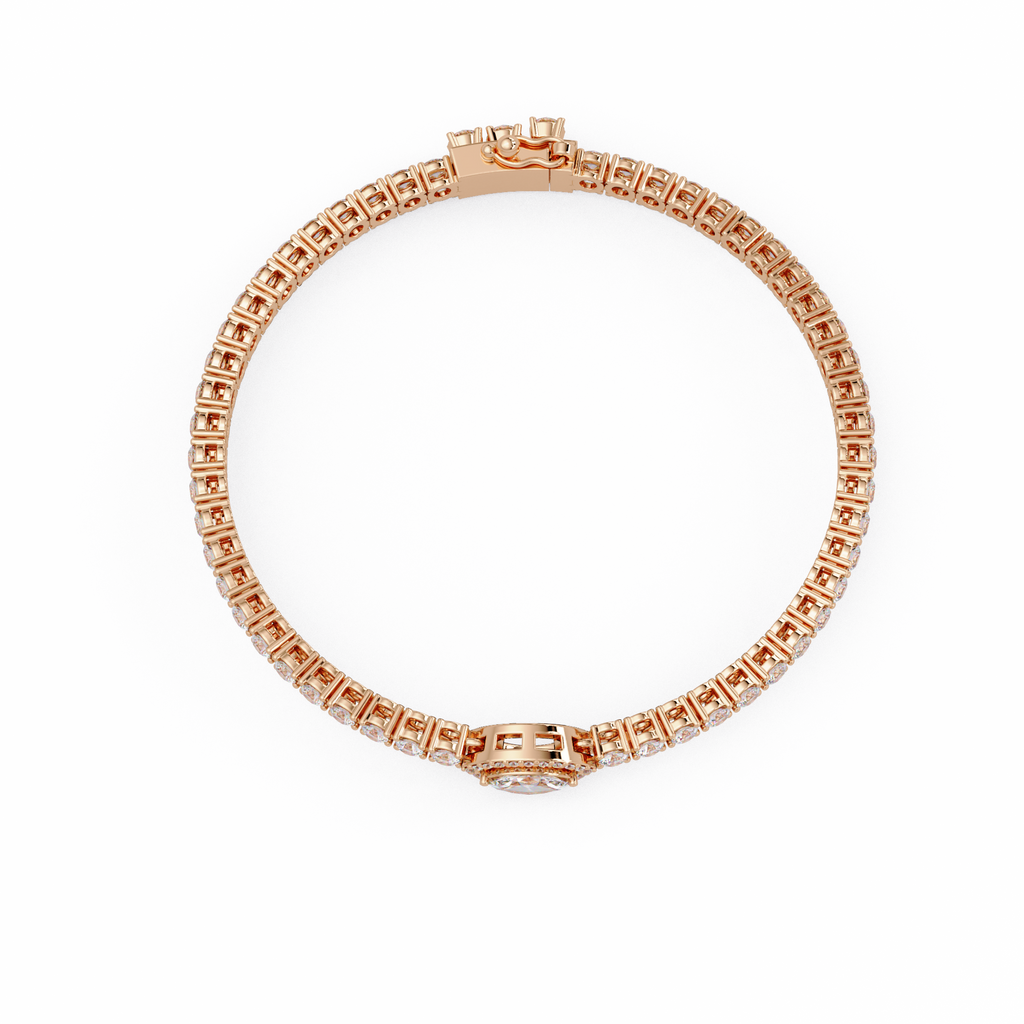 Marquise Halo Diamond Tennis Bracelet