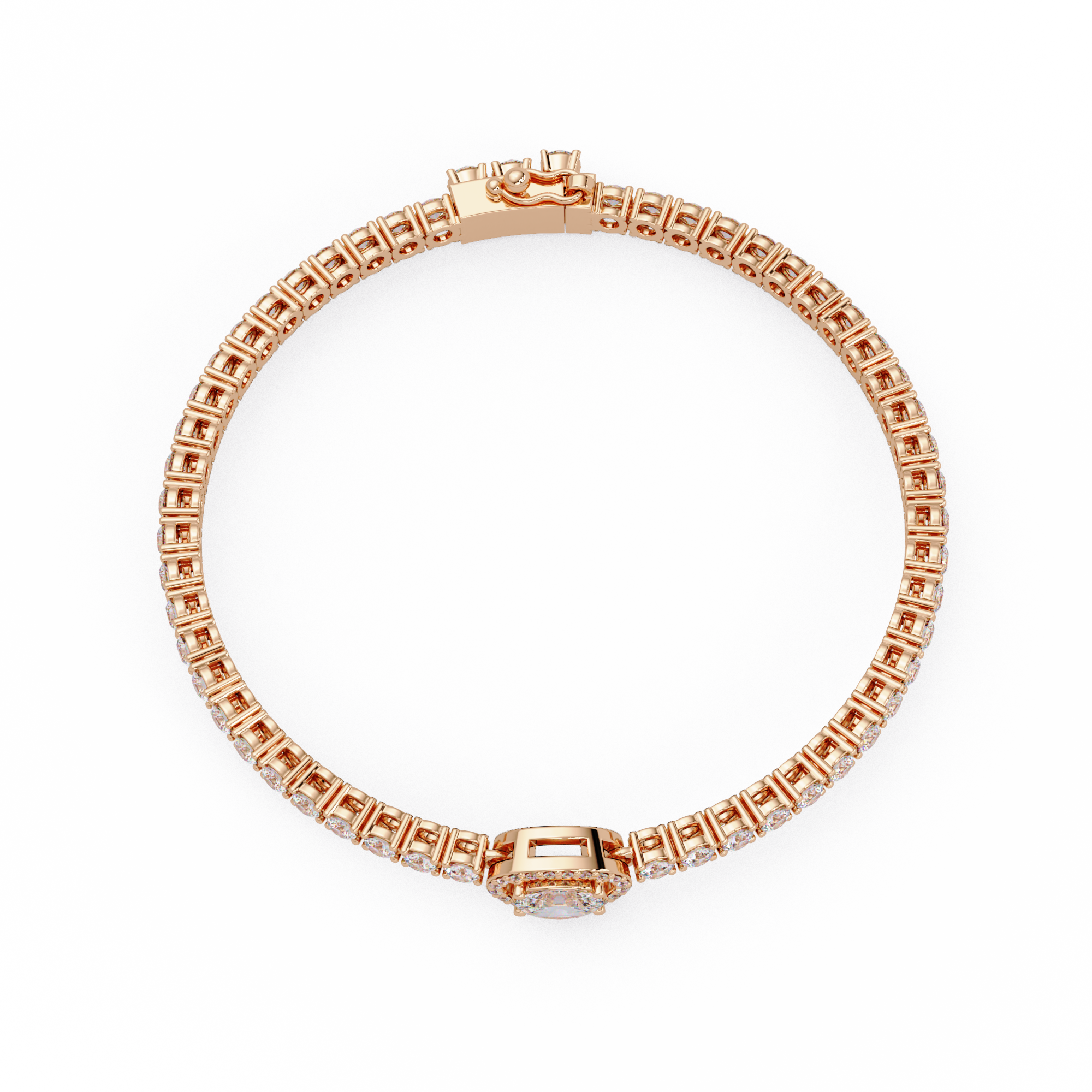 Oval Halo Diamond Tennis Bracelet