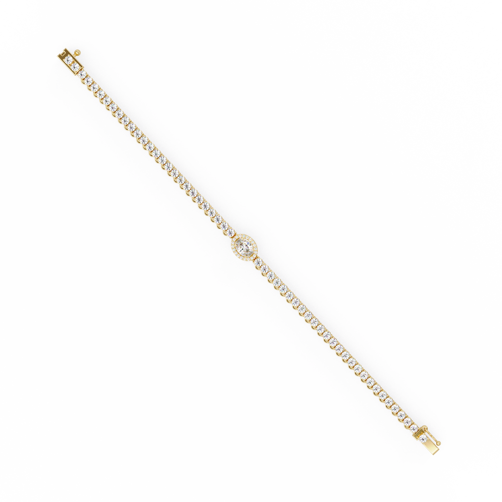 Oval Halo Diamond Tennis Bracelet