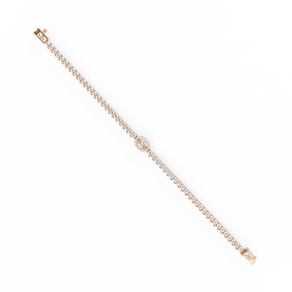 Oval Halo Diamond Tennis Bracelet